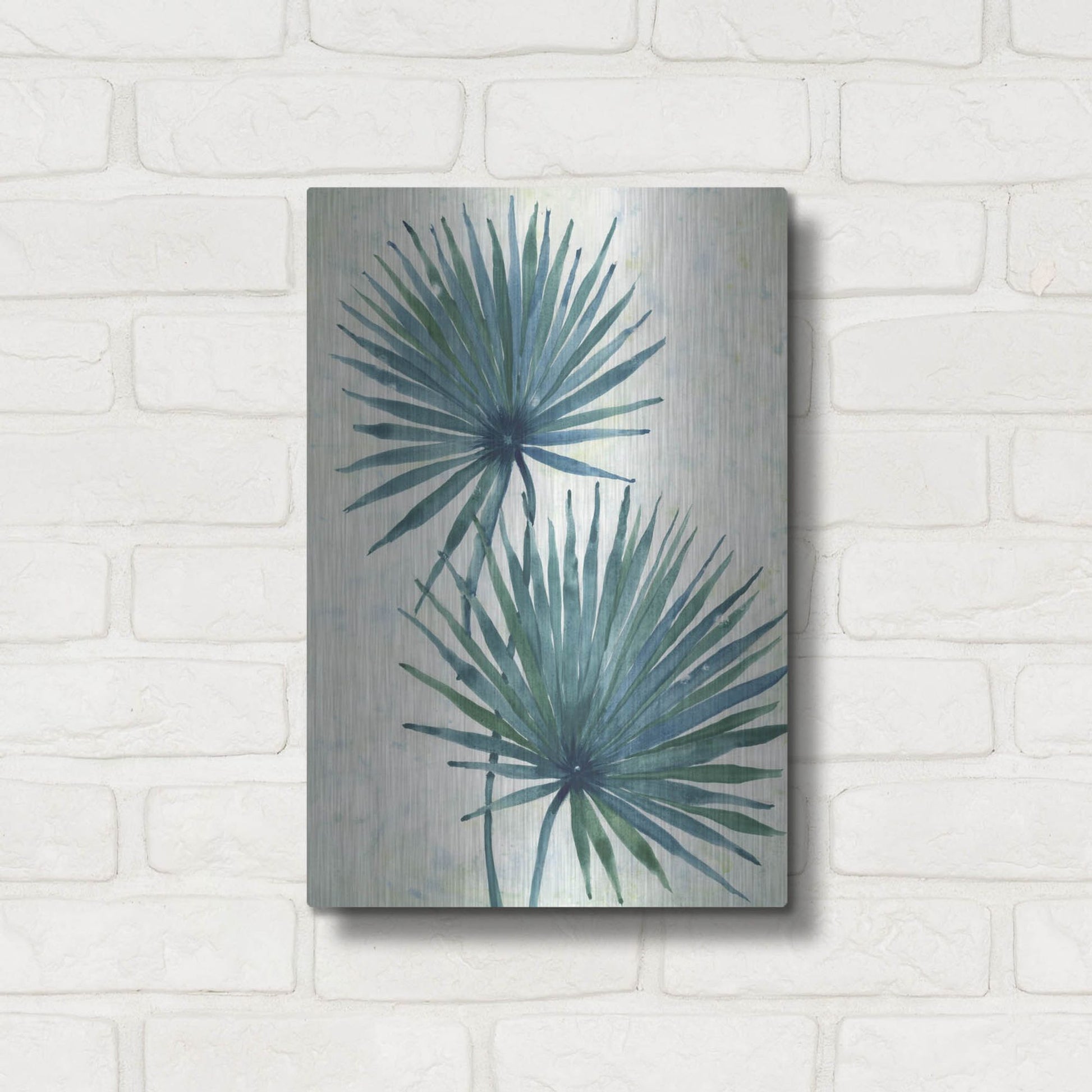 Luxe Metal Art 'Palm Leaves I' by Tim O'Toole, Metal Wall Art,12x16