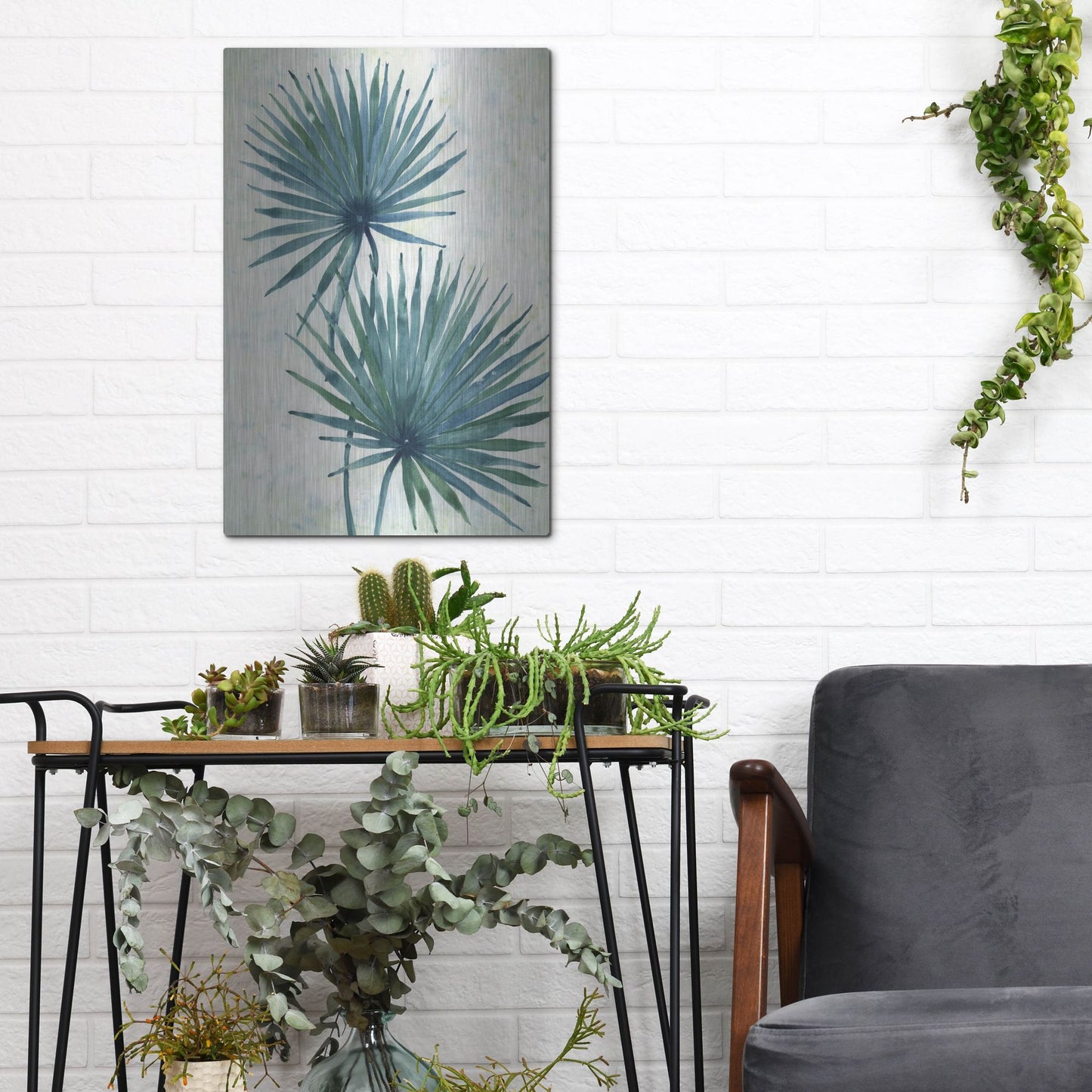 Luxe Metal Art 'Palm Leaves I' by Tim O'Toole, Metal Wall Art,12x16