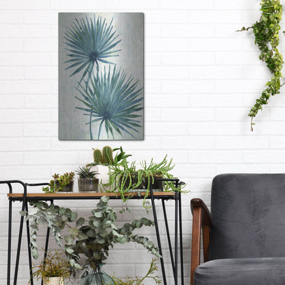 Luxe Metal Art 'Palm Leaves I' by Tim O'Toole, Metal Wall Art,12x16