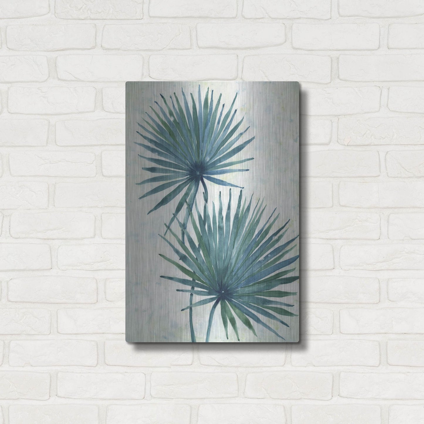 Luxe Metal Art 'Palm Leaves I' by Tim O'Toole, Metal Wall Art,16x24
