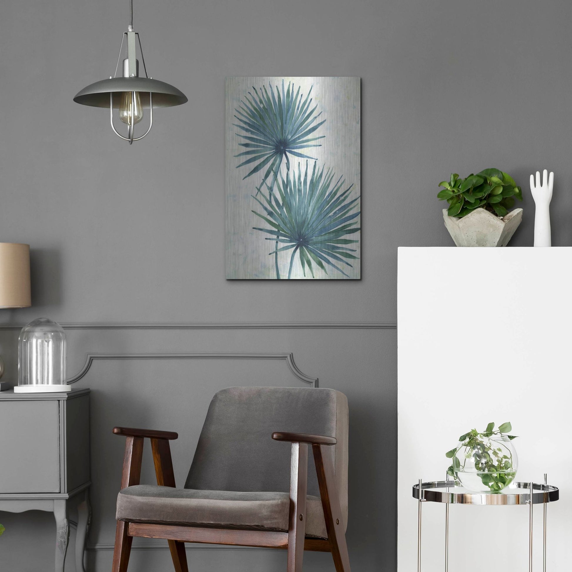 Luxe Metal Art 'Palm Leaves I' by Tim O'Toole, Metal Wall Art,16x24