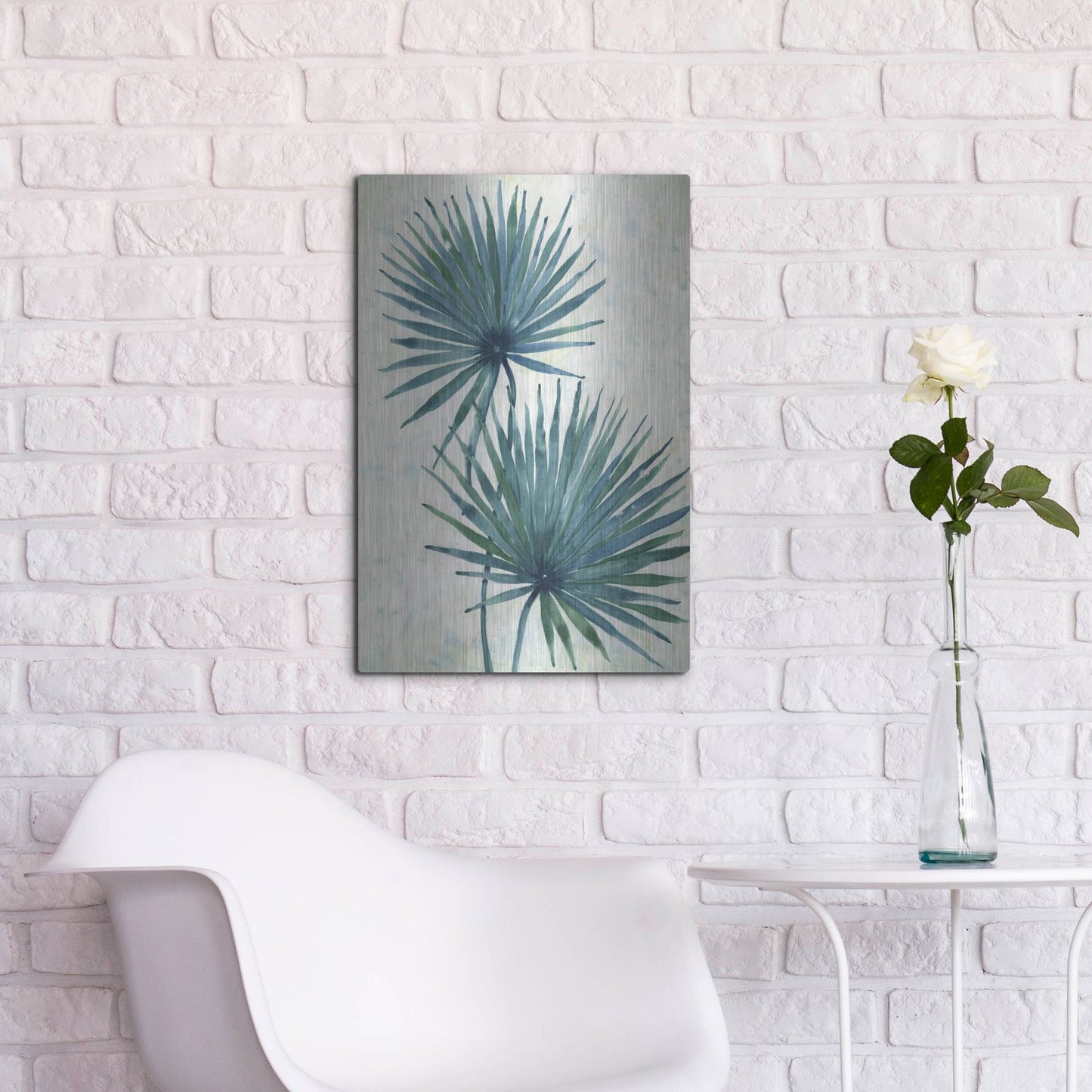 Luxe Metal Art 'Palm Leaves I' by Tim O'Toole, Metal Wall Art,16x24