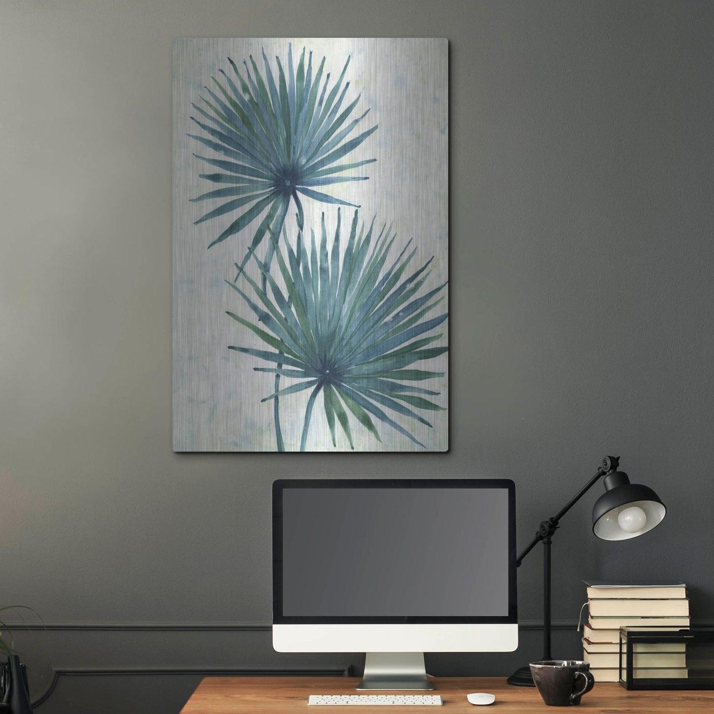 Luxe Metal Art 'Palm Leaves I' by Tim O'Toole, Metal Wall Art,24x36