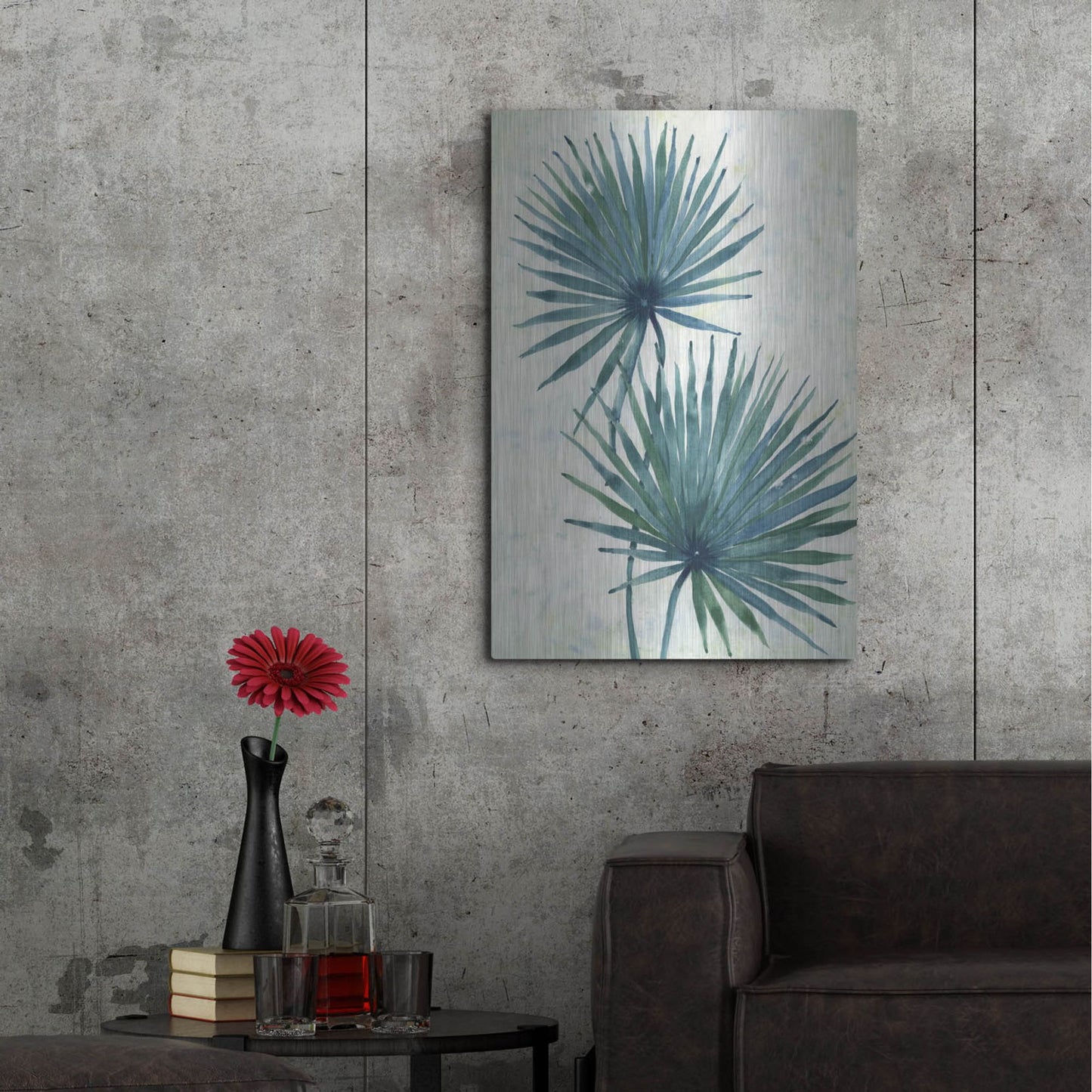 Luxe Metal Art 'Palm Leaves I' by Tim O'Toole, Metal Wall Art,24x36