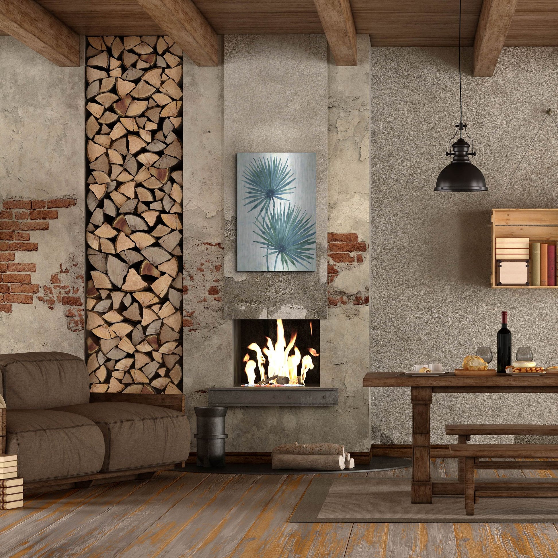 Luxe Metal Art 'Palm Leaves I' by Tim O'Toole, Metal Wall Art,24x36