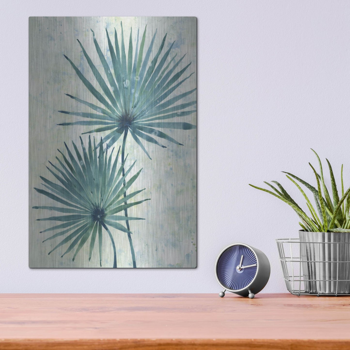 Luxe Metal Art 'Palm Leaves II' by Tim O'Toole, Metal Wall Art,12x16