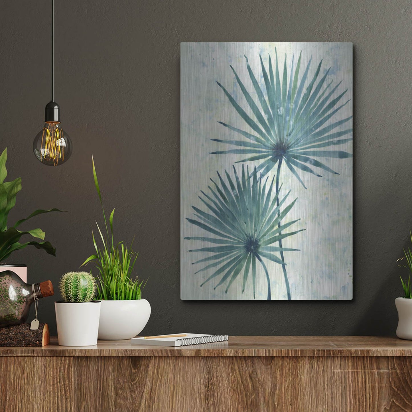 Luxe Metal Art 'Palm Leaves II' by Tim O'Toole, Metal Wall Art,12x16