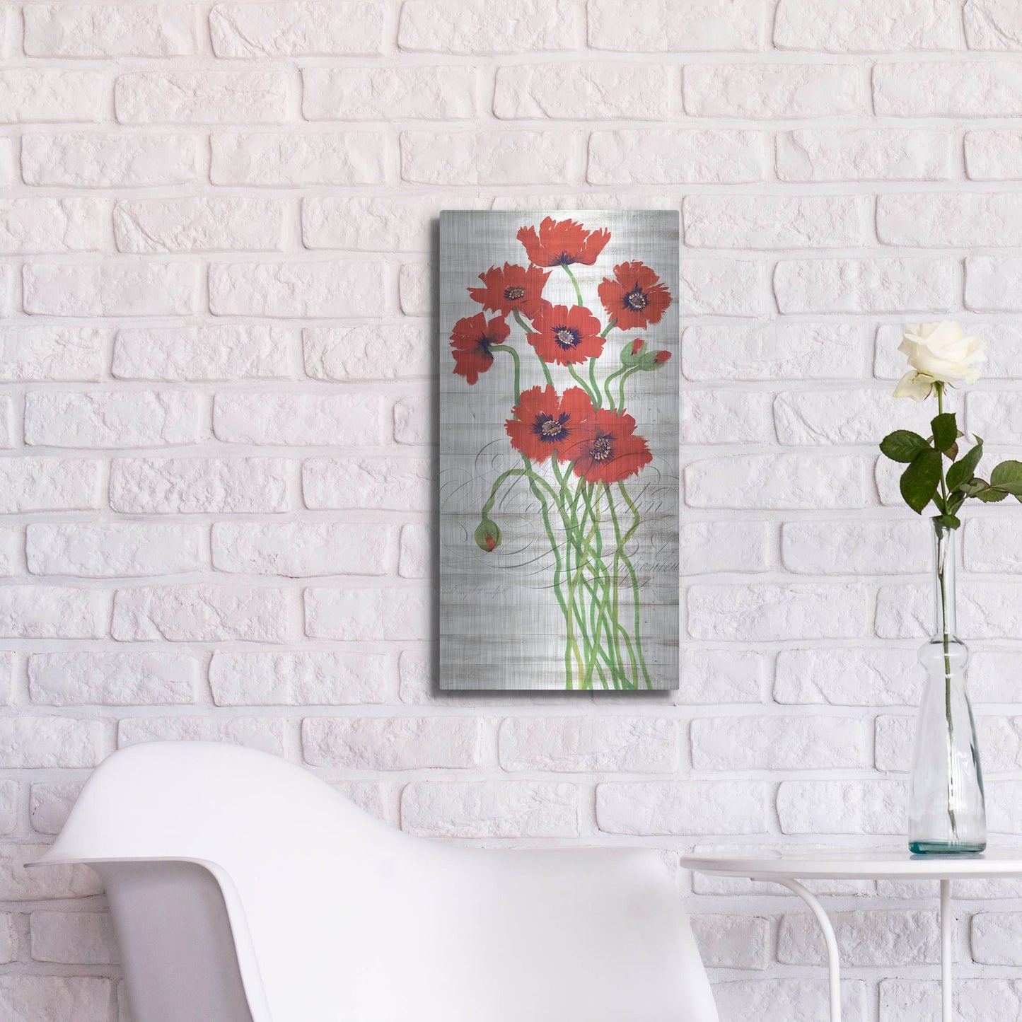 Luxe Metal Art 'Red Poppy Panel I' by Tim O'Toole, Metal Wall Art,12x24