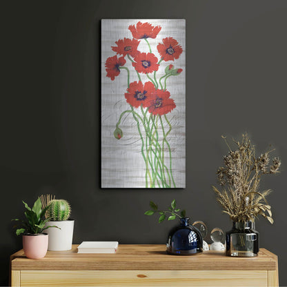 Luxe Metal Art 'Red Poppy Panel I' by Tim O'Toole, Metal Wall Art,12x24