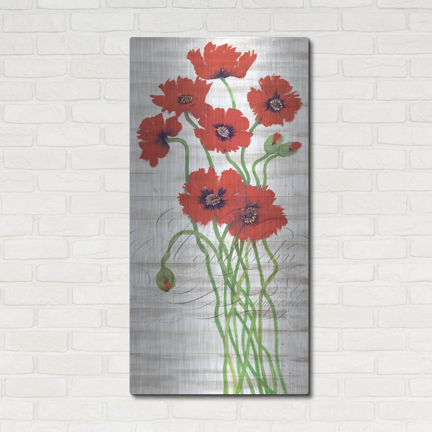 Luxe Metal Art 'Red Poppy Panel I' by Tim O'Toole, Metal Wall Art,24x48