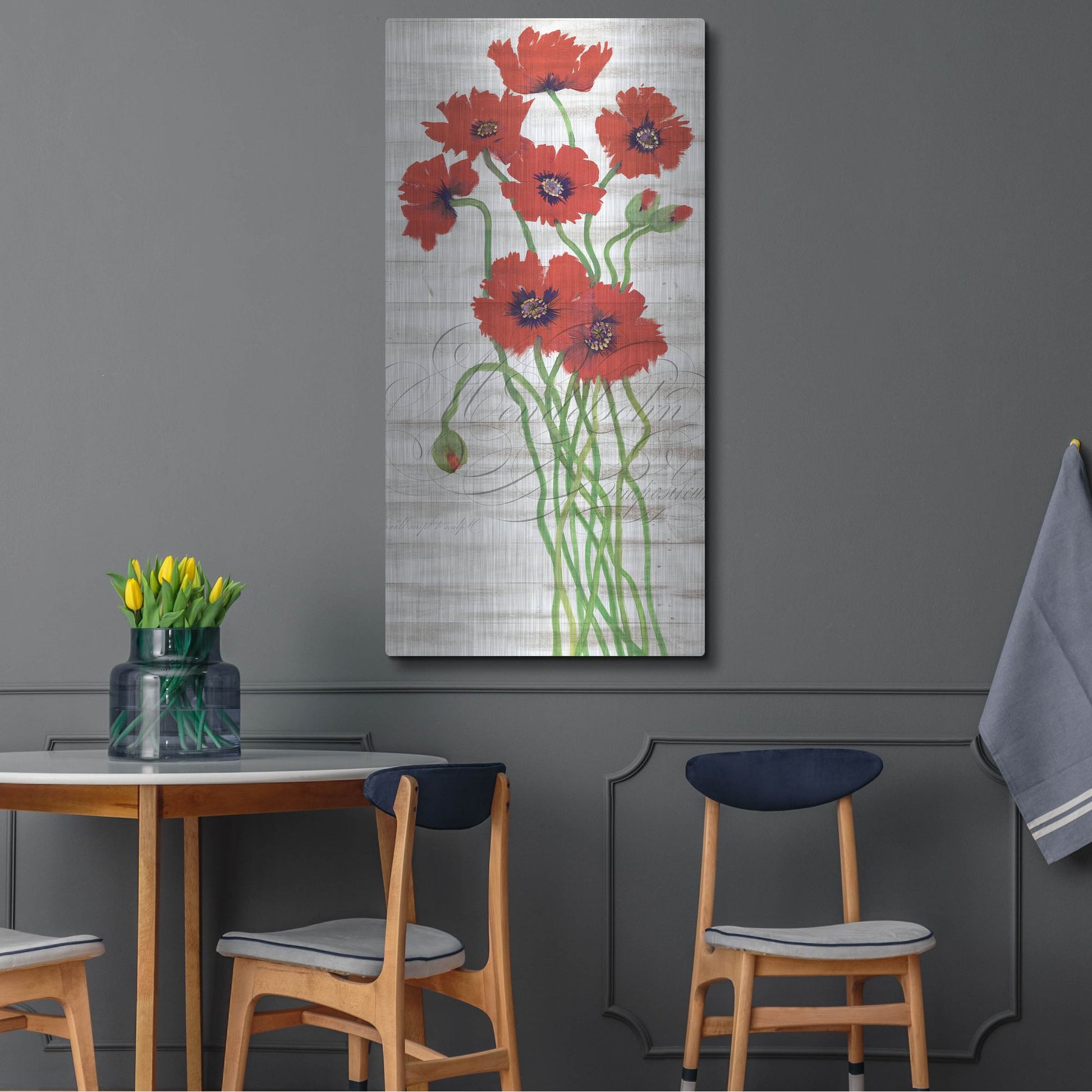 Luxe Metal Art 'Red Poppy Panel I' by Tim O'Toole, Metal Wall Art,24x48