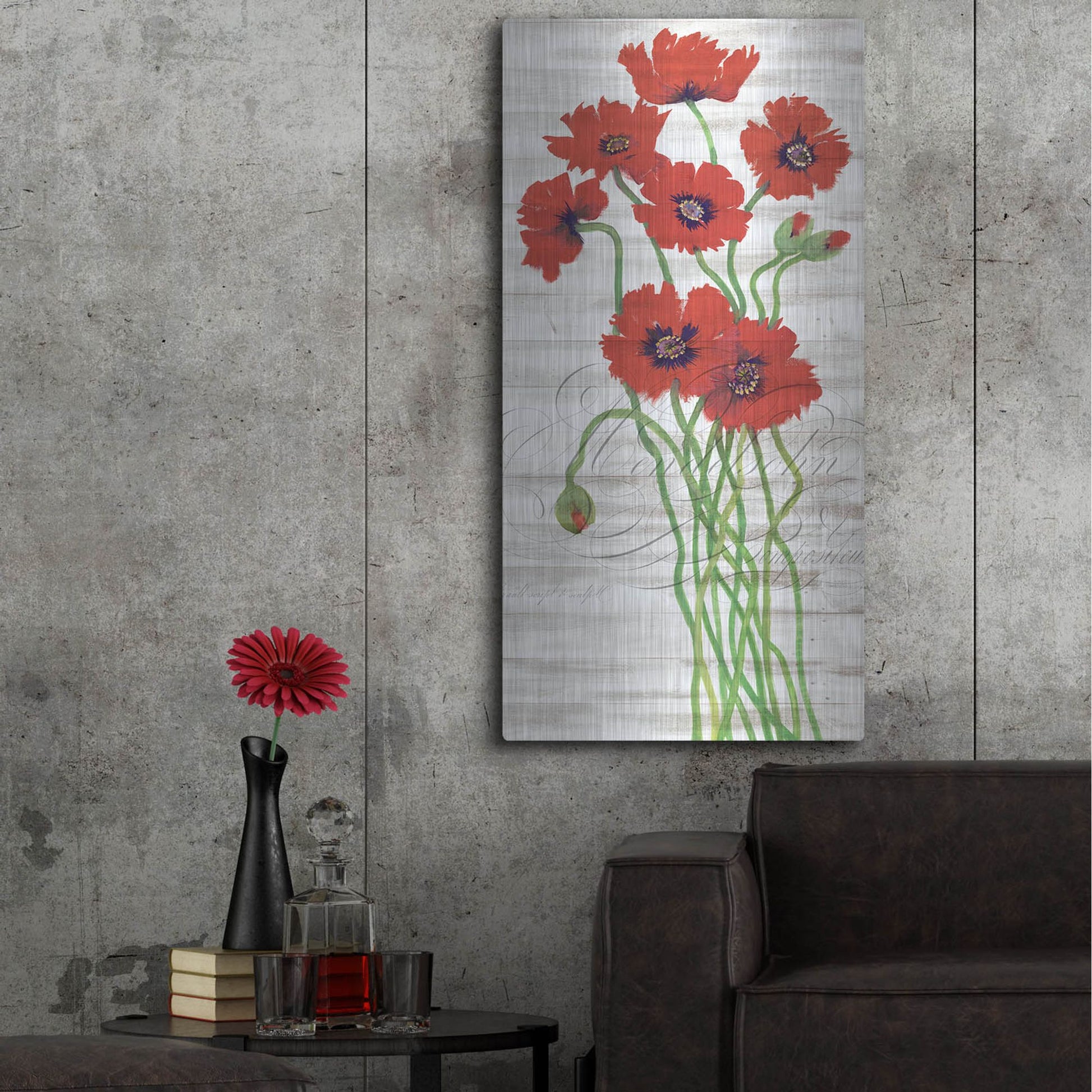 Luxe Metal Art 'Red Poppy Panel I' by Tim O'Toole, Metal Wall Art,24x48