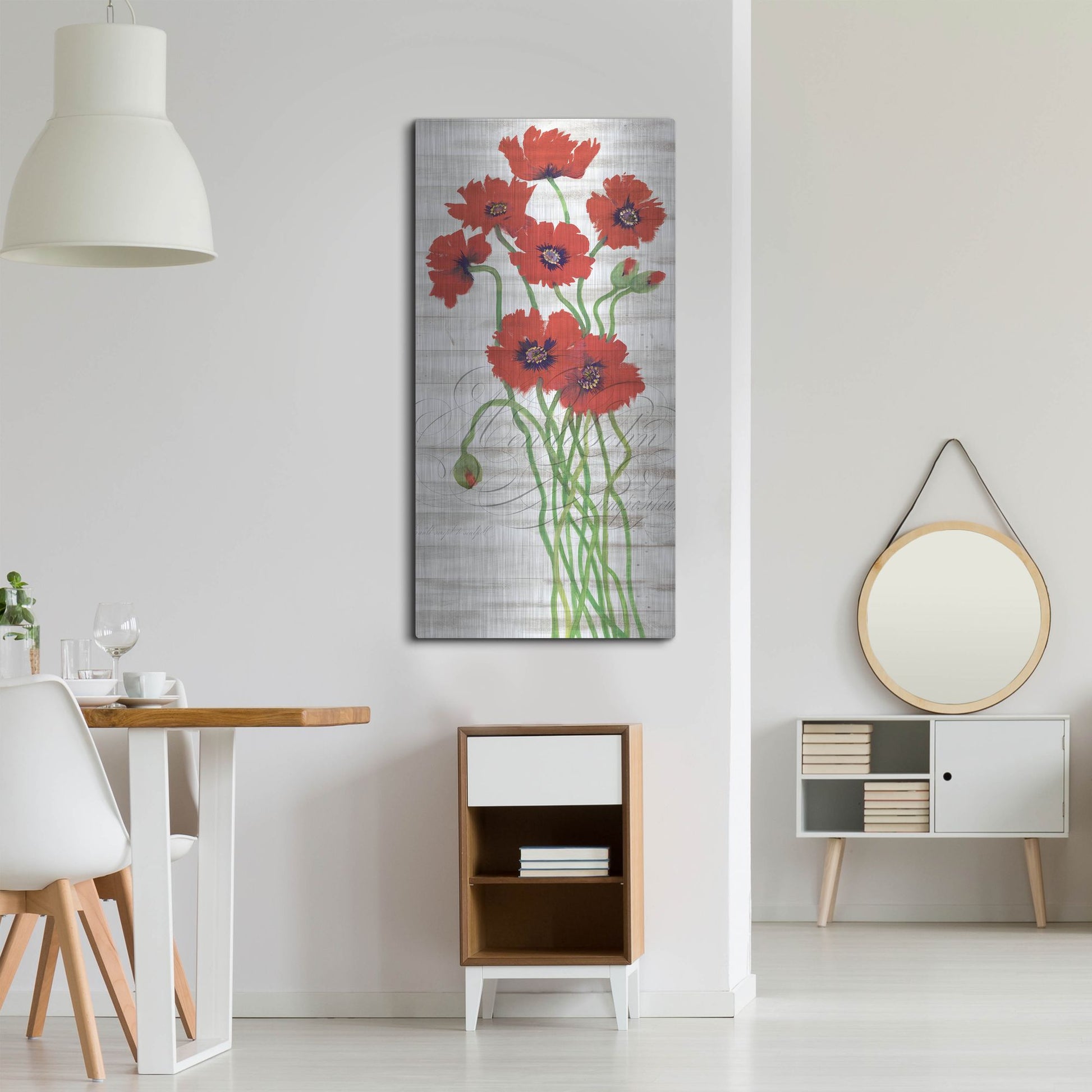 Luxe Metal Art 'Red Poppy Panel I' by Tim O'Toole, Metal Wall Art,24x48