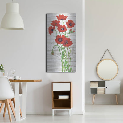 Luxe Metal Art 'Red Poppy Panel I' by Tim O'Toole, Metal Wall Art,24x48