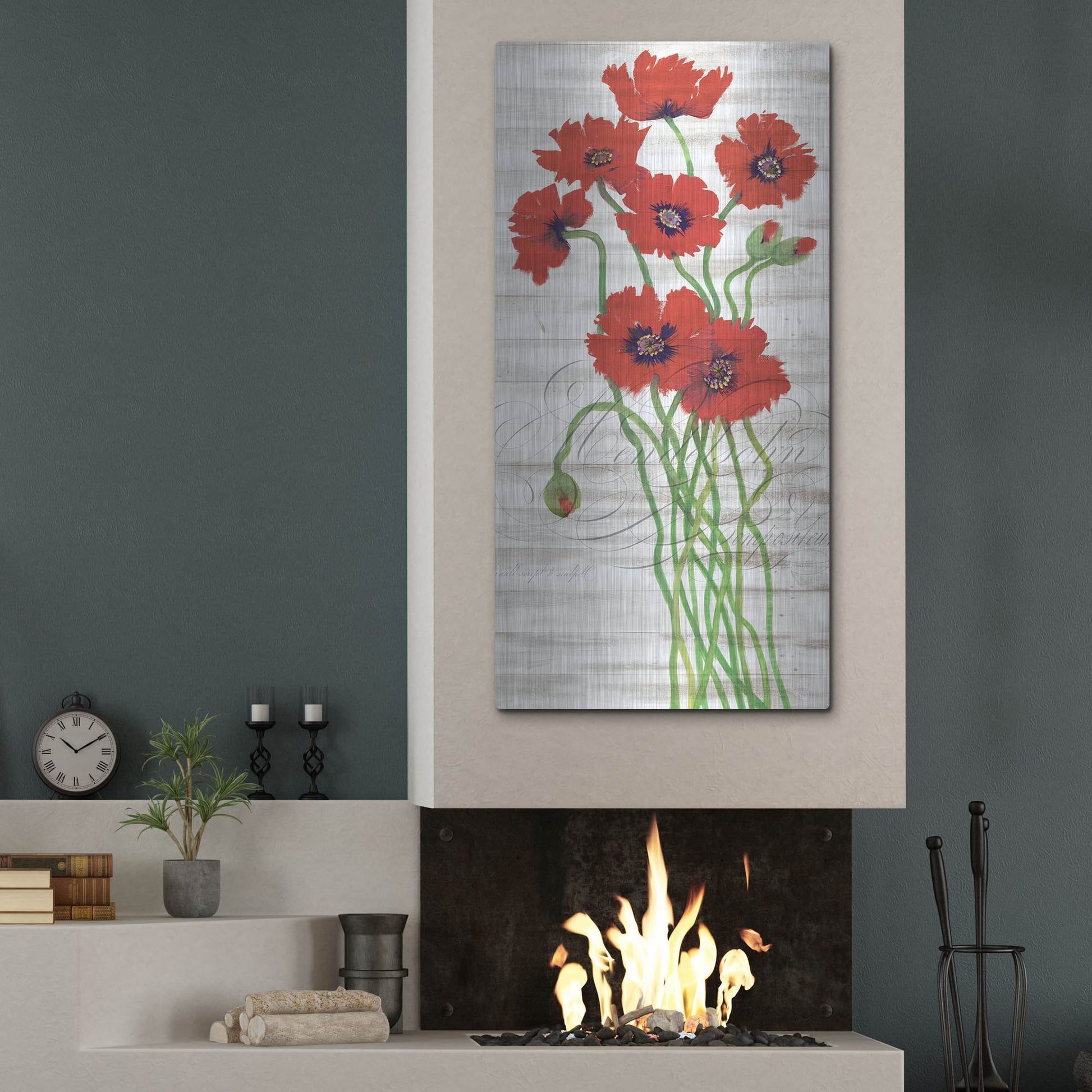 Luxe Metal Art 'Red Poppy Panel I' by Tim O'Toole, Metal Wall Art,24x48