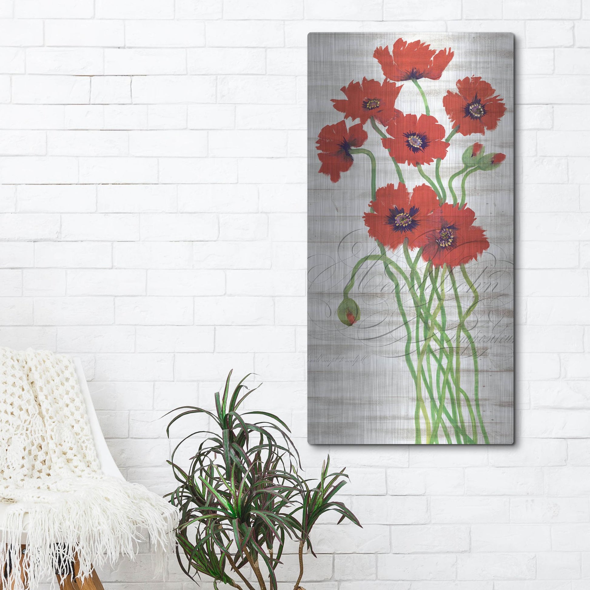 Luxe Metal Art 'Red Poppy Panel I' by Tim O'Toole, Metal Wall Art,24x48