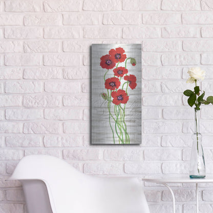 Luxe Metal Art 'Red Poppy Panel II' by Tim O'Toole, Metal Wall Art,12x24