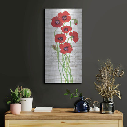 Luxe Metal Art 'Red Poppy Panel II' by Tim O'Toole, Metal Wall Art,12x24