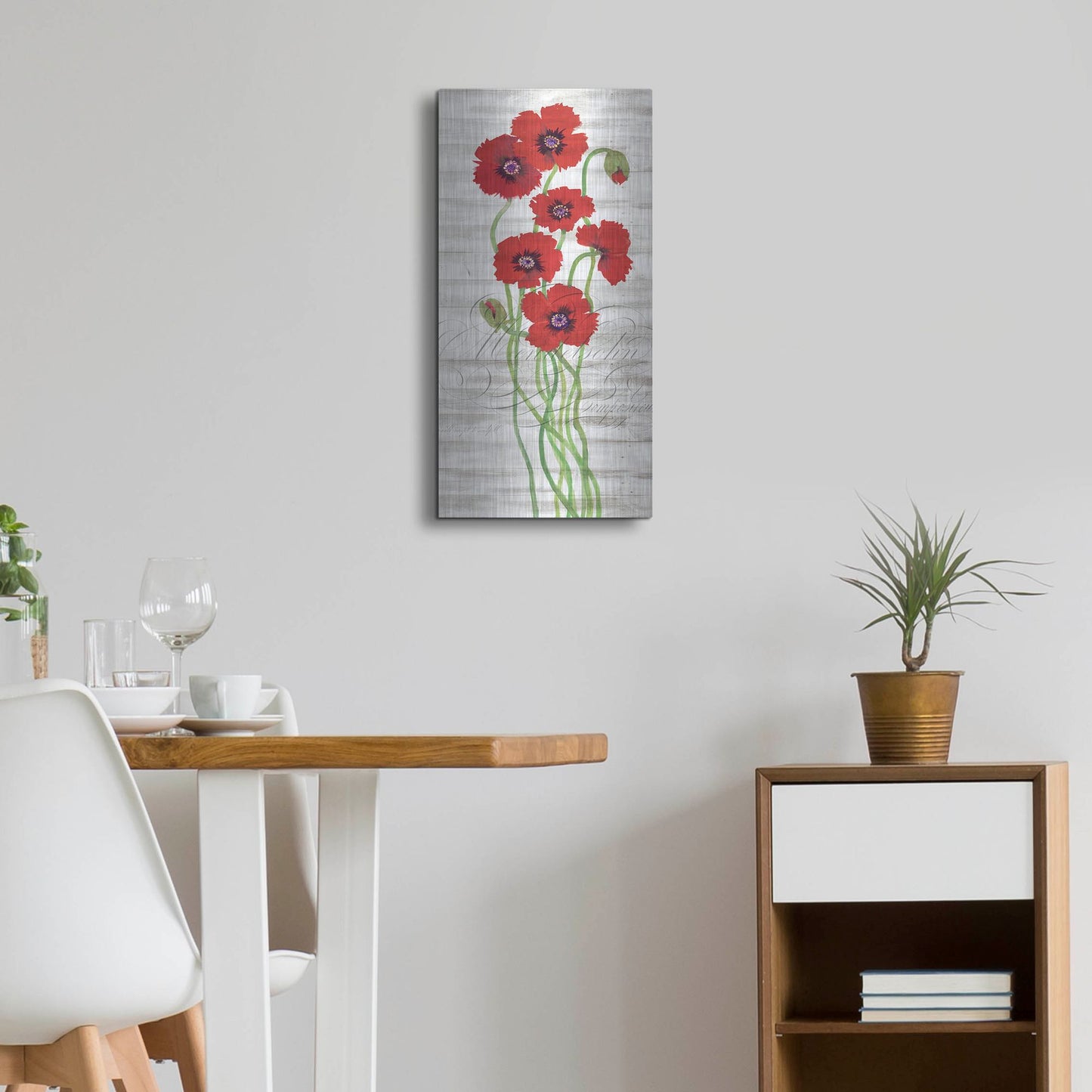 Luxe Metal Art 'Red Poppy Panel II' by Tim O'Toole, Metal Wall Art,12x24