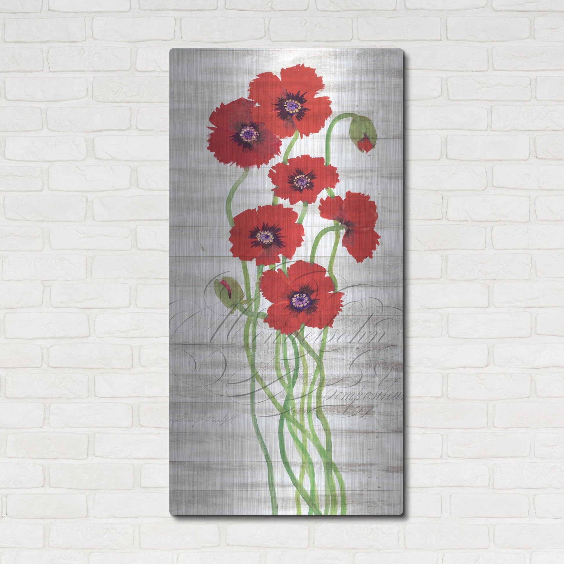 Luxe Metal Art 'Red Poppy Panel II' by Tim O'Toole, Metal Wall Art,24x48