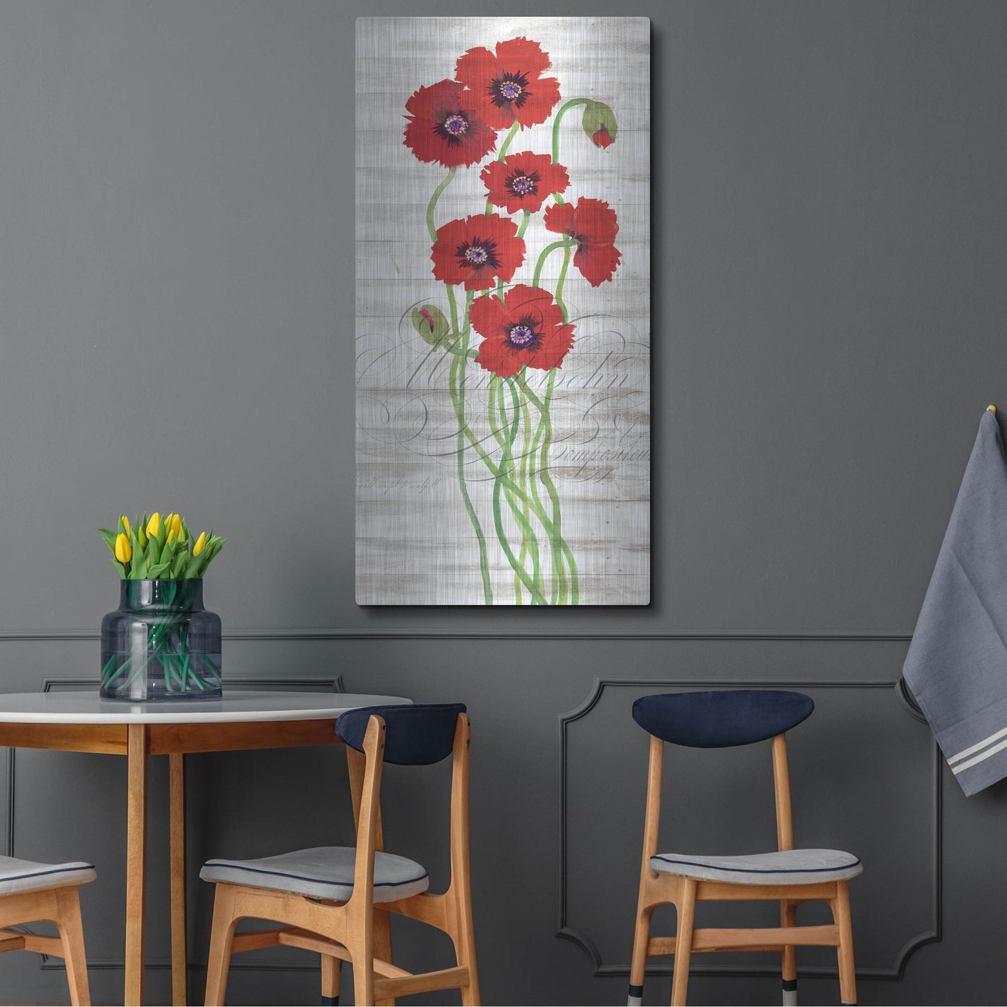 Luxe Metal Art 'Red Poppy Panel II' by Tim O'Toole, Metal Wall Art,24x48