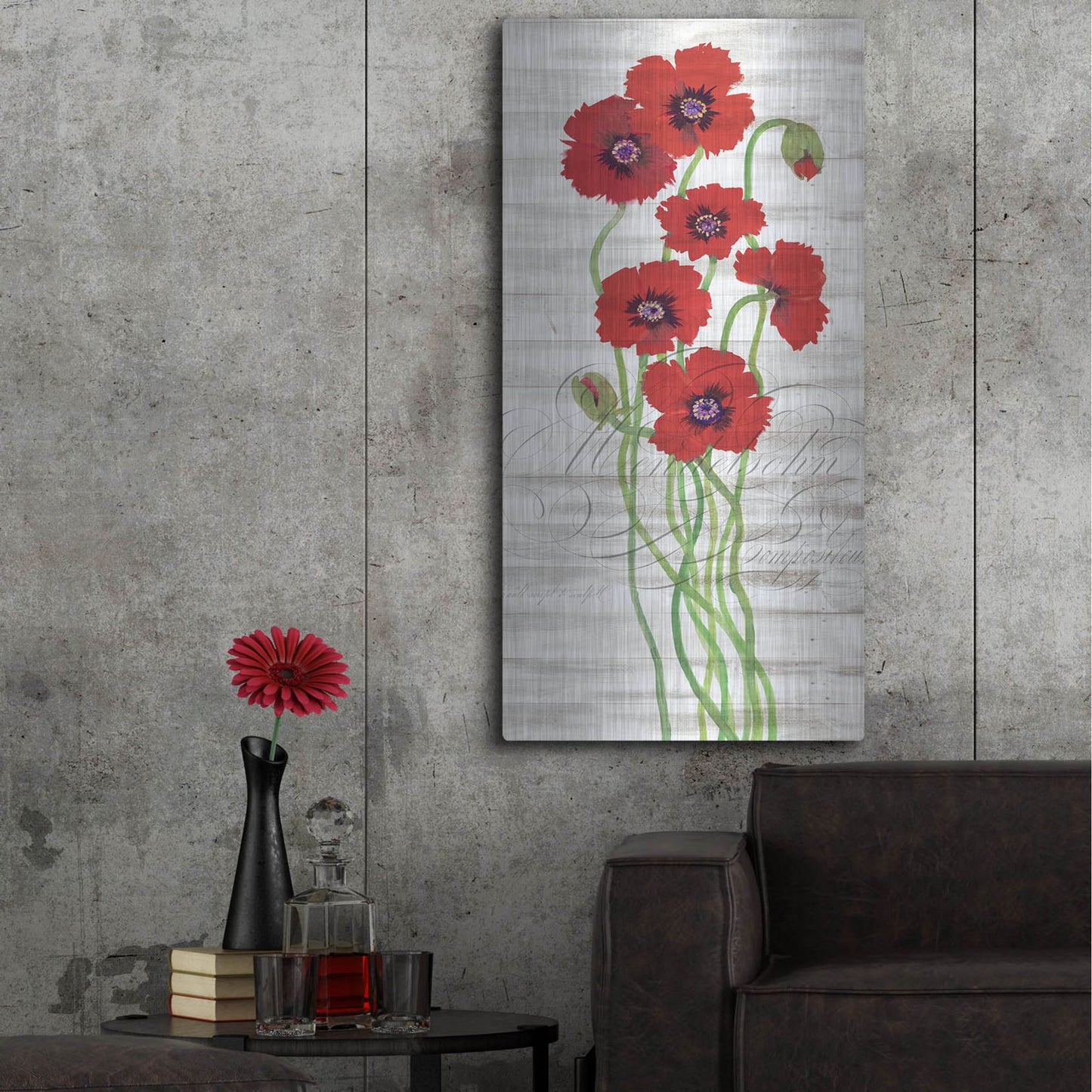 Luxe Metal Art 'Red Poppy Panel II' by Tim O'Toole, Metal Wall Art,24x48