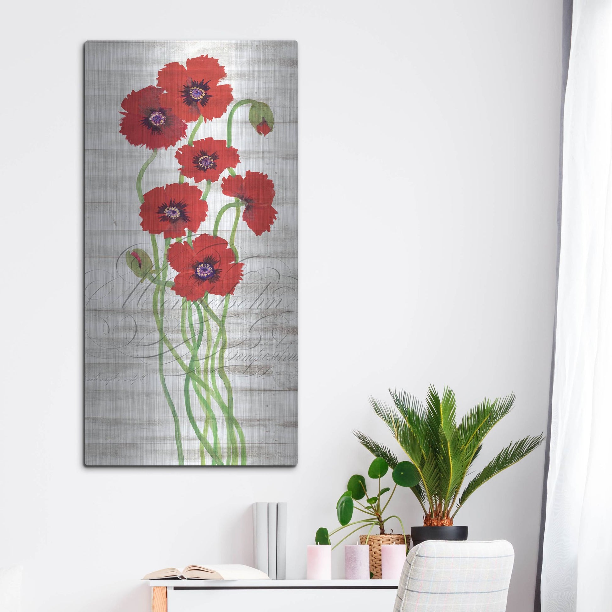 Luxe Metal Art 'Red Poppy Panel II' by Tim O'Toole, Metal Wall Art,24x48