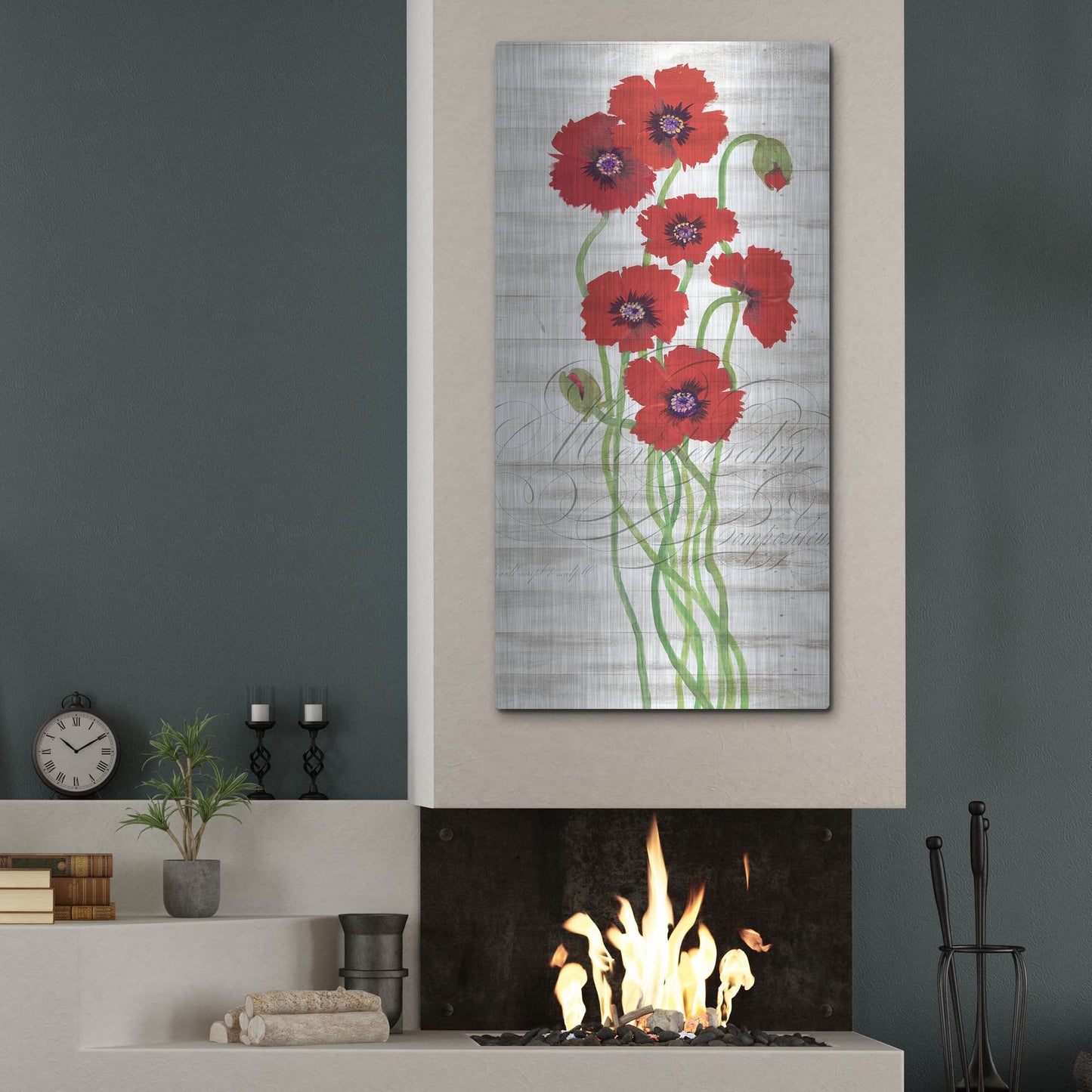 Luxe Metal Art 'Red Poppy Panel II' by Tim O'Toole, Metal Wall Art,24x48