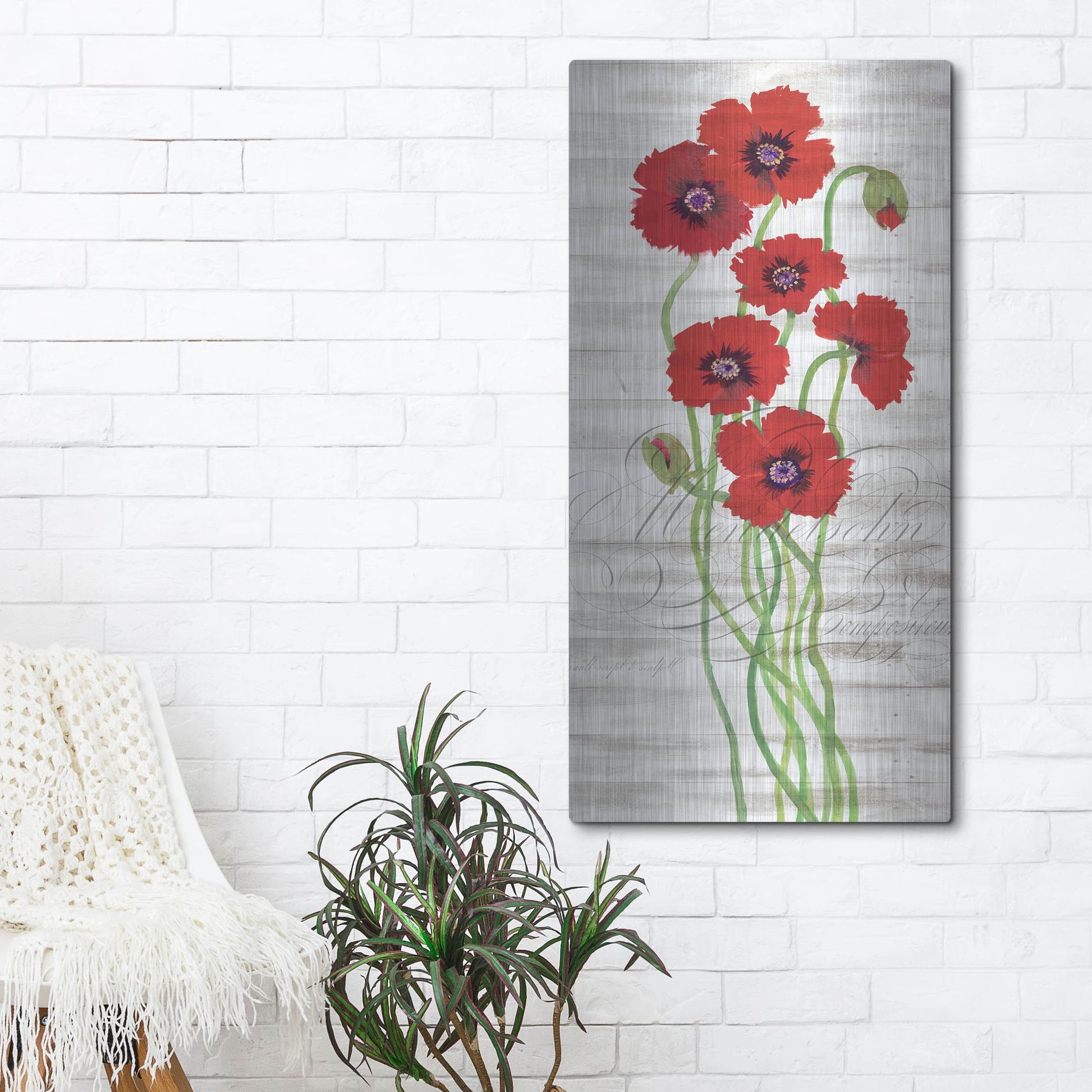 Luxe Metal Art 'Red Poppy Panel II' by Tim O'Toole, Metal Wall Art,24x48