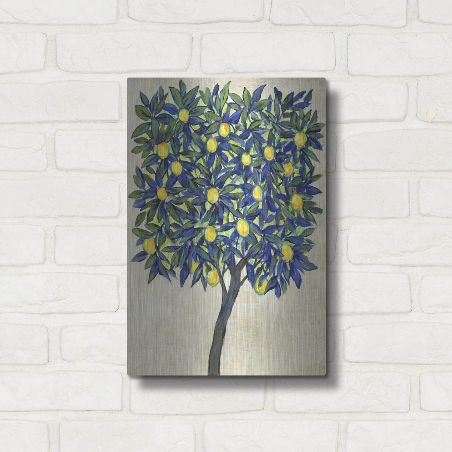 Luxe Metal Art 'Lemon Tree Composition II' by Tim O'Toole, Metal Wall Art,12x16