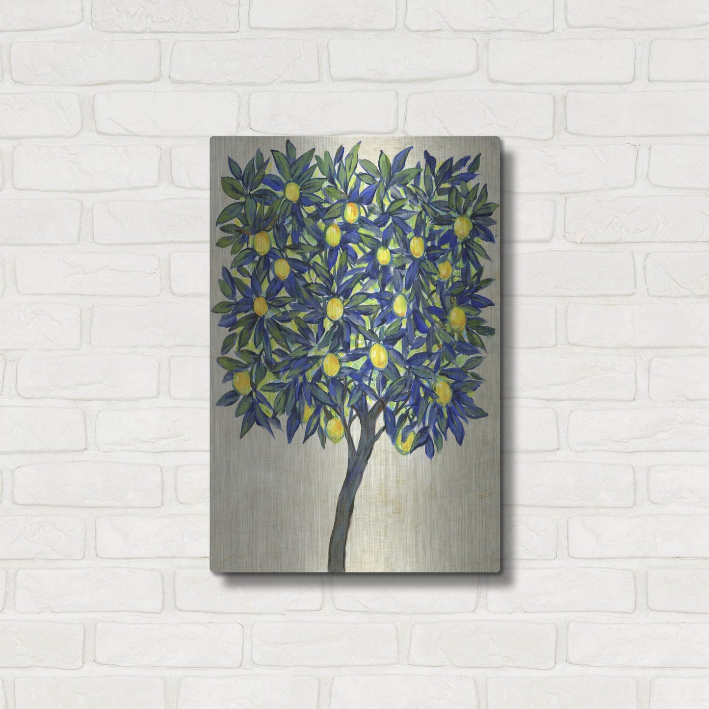 Luxe Metal Art 'Lemon Tree Composition II' by Tim O'Toole, Metal Wall Art,16x24