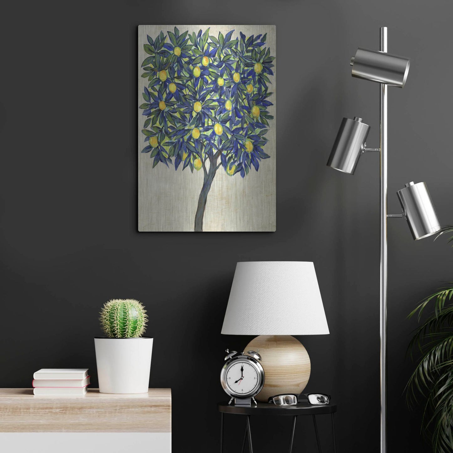 Luxe Metal Art 'Lemon Tree Composition II' by Tim O'Toole, Metal Wall Art,16x24