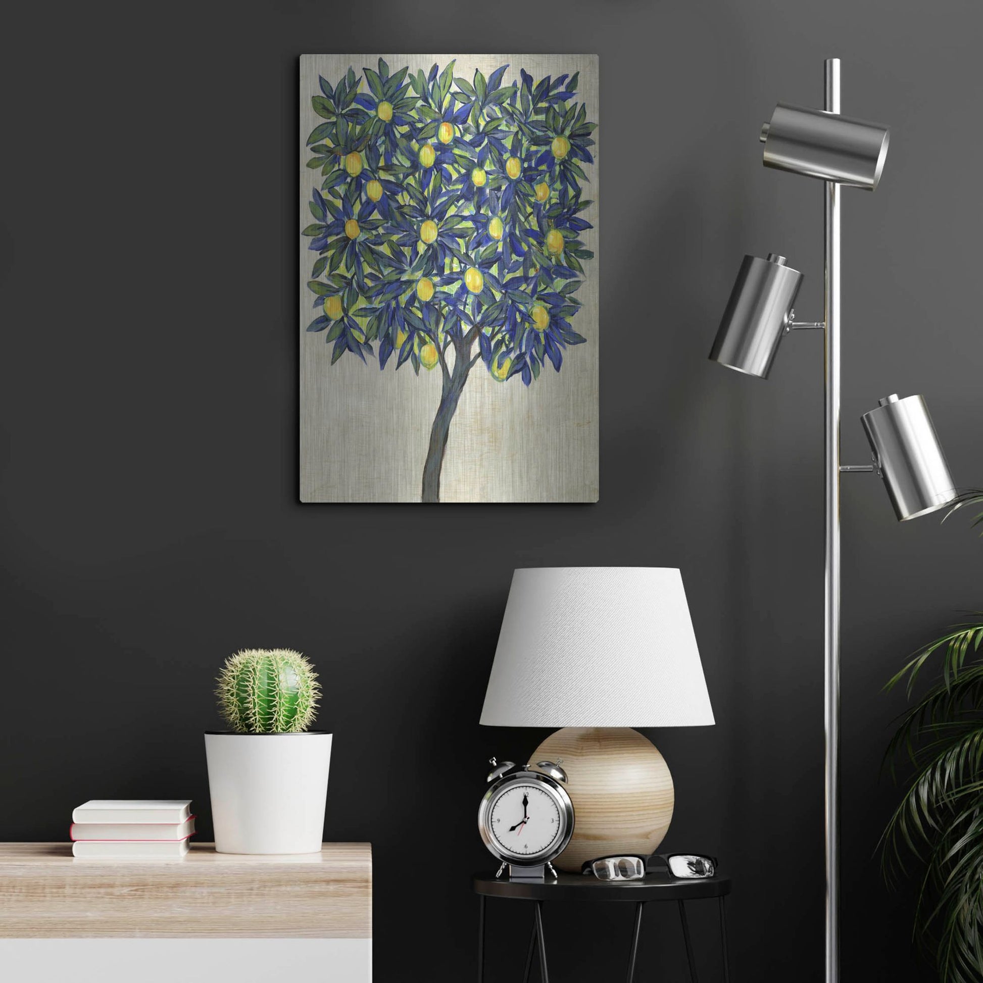 Luxe Metal Art 'Lemon Tree Composition II' by Tim O'Toole, Metal Wall Art,16x24