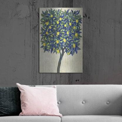 Luxe Metal Art 'Lemon Tree Composition II' by Tim O'Toole, Metal Wall Art,24x36