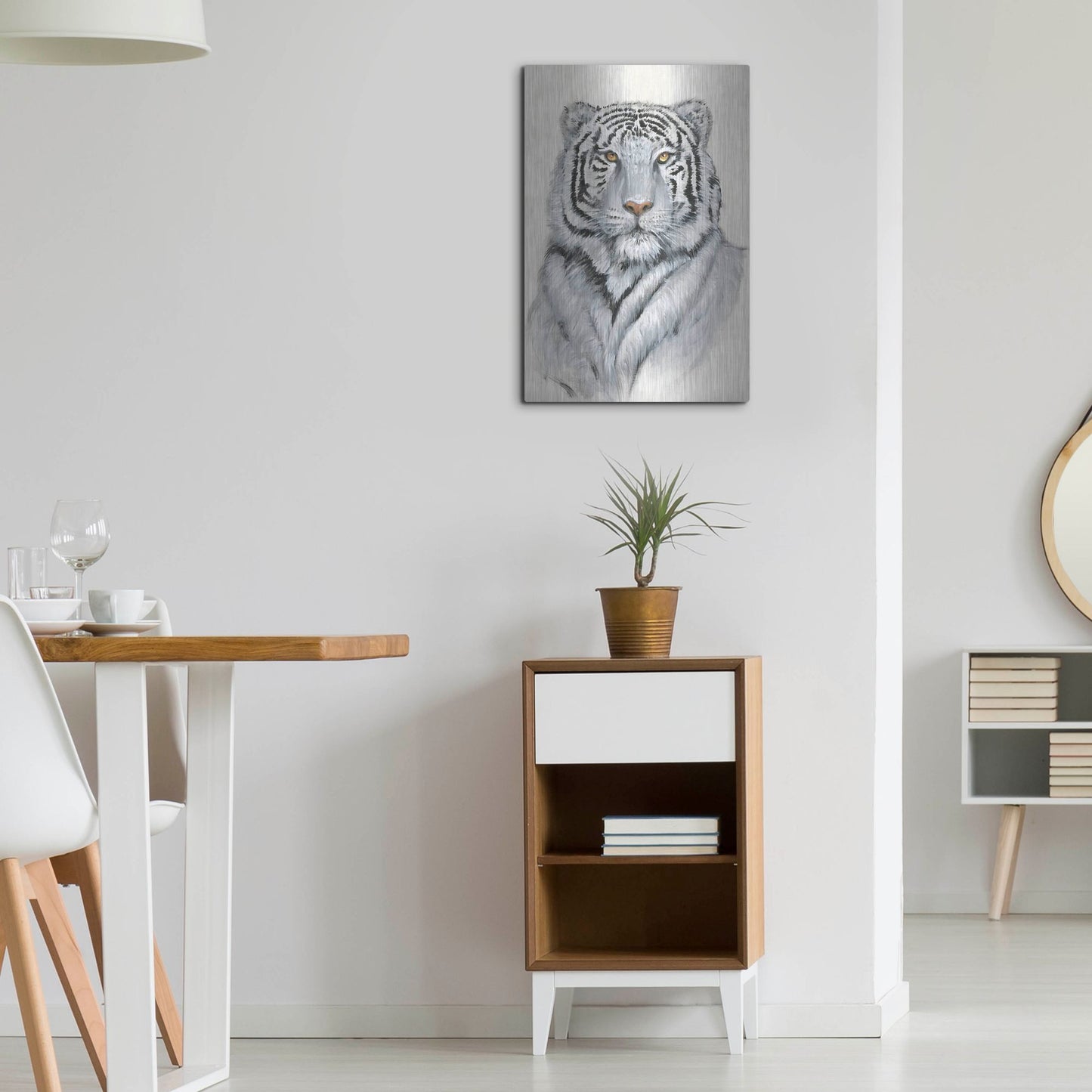 Luxe Metal Art 'White Tiger I' by Tim O'Toole, Metal Wall Art,16x24