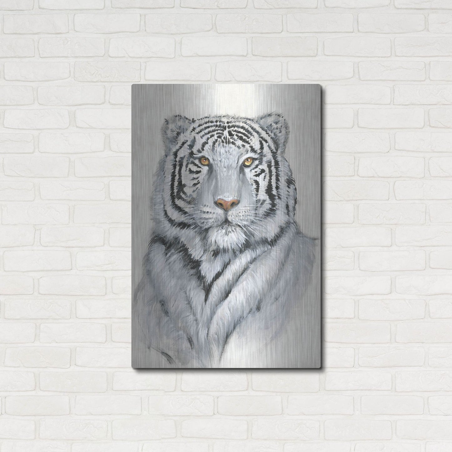 Luxe Metal Art 'White Tiger I' by Tim O'Toole, Metal Wall Art,24x36