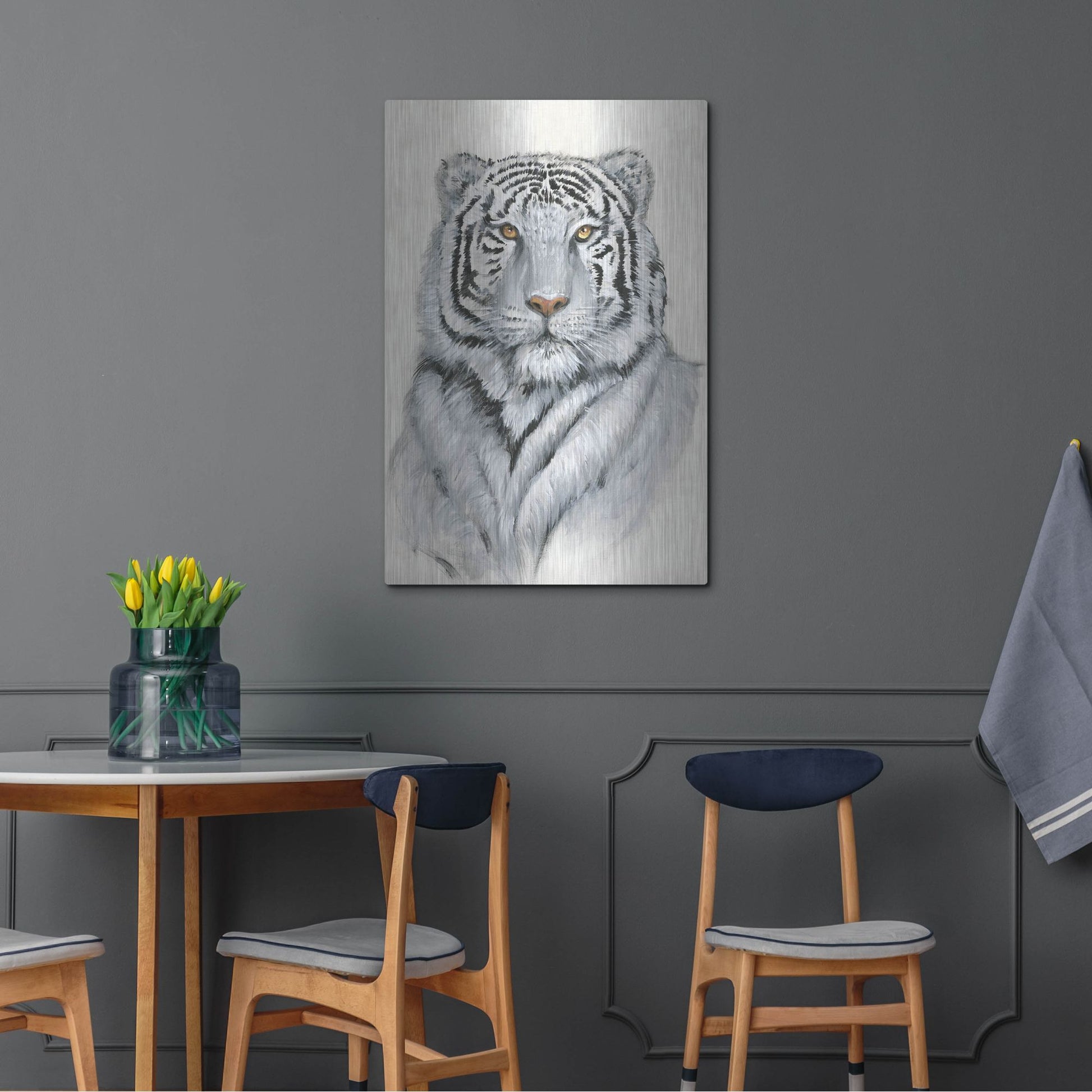 Luxe Metal Art 'White Tiger I' by Tim O'Toole, Metal Wall Art,24x36