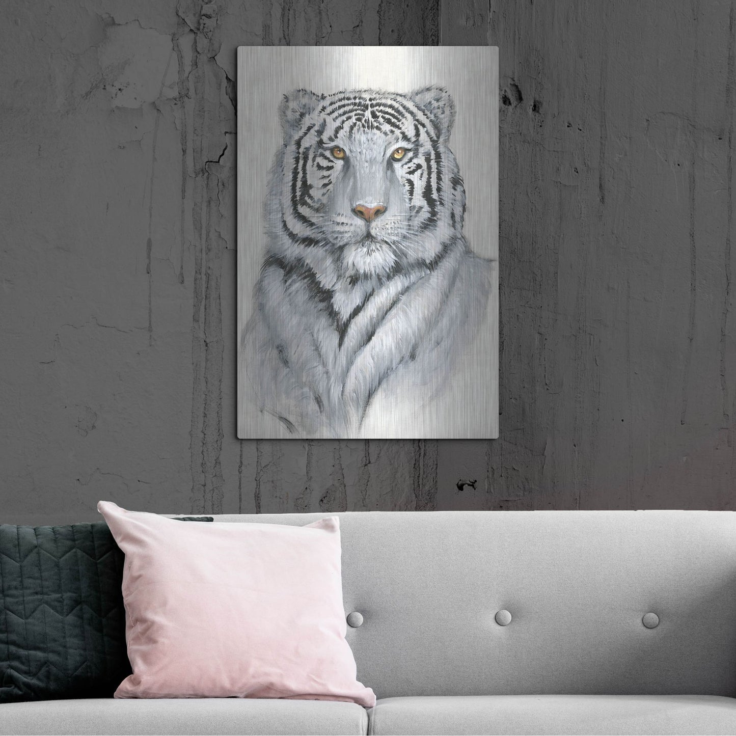 Luxe Metal Art 'White Tiger I' by Tim O'Toole, Metal Wall Art,24x36