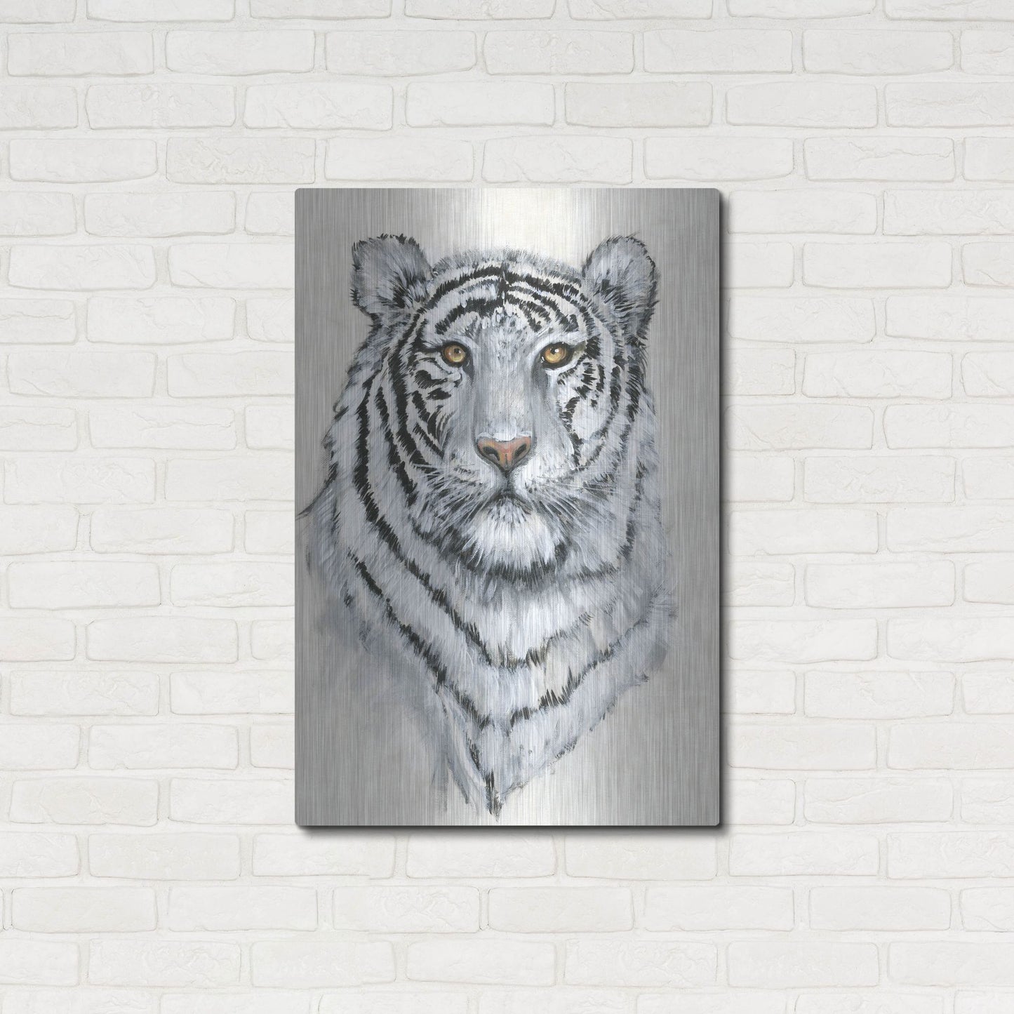 Luxe Metal Art 'White Tiger II' by Tim O'Toole, Metal Wall Art,24x36