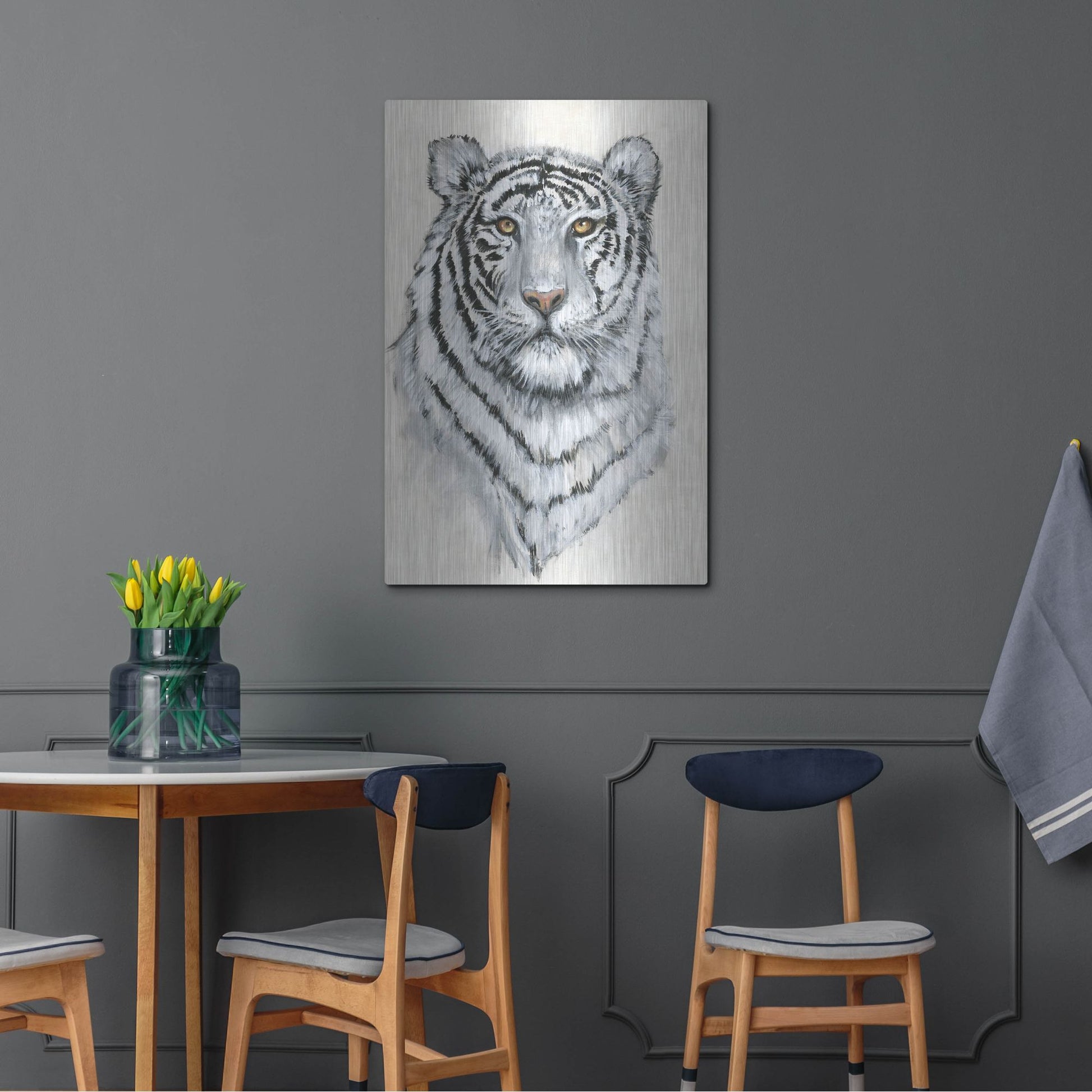 Luxe Metal Art 'White Tiger II' by Tim O'Toole, Metal Wall Art,24x36