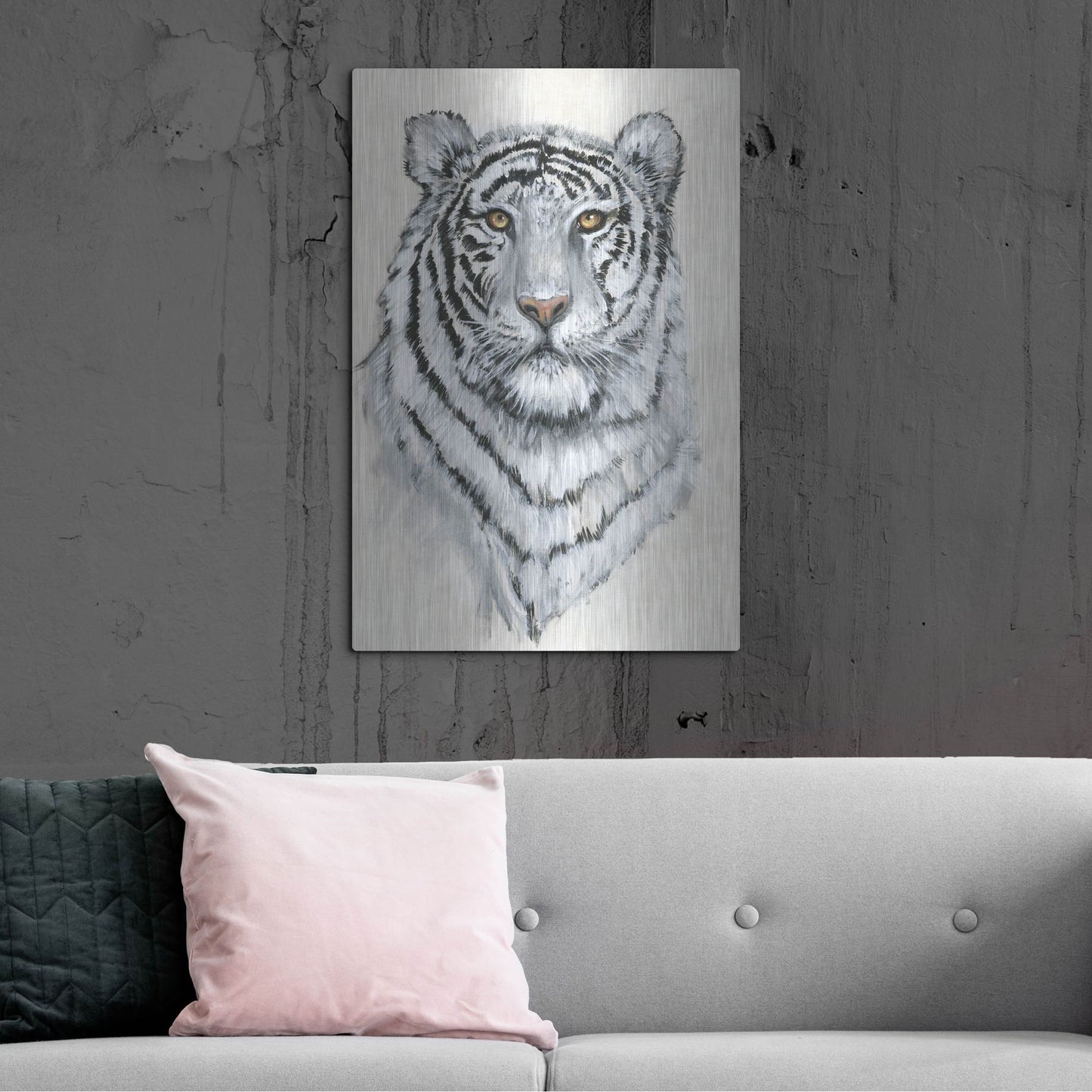 Luxe Metal Art 'White Tiger II' by Tim O'Toole, Metal Wall Art,24x36