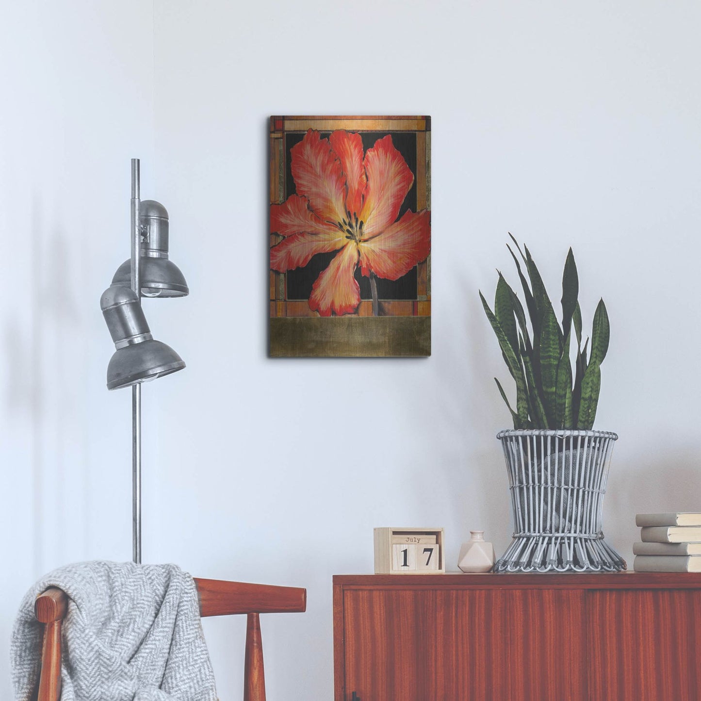 Luxe Metal Art 'Embellished Parrot Tulip I' by Tim O'Toole, Metal Wall Art,16x24