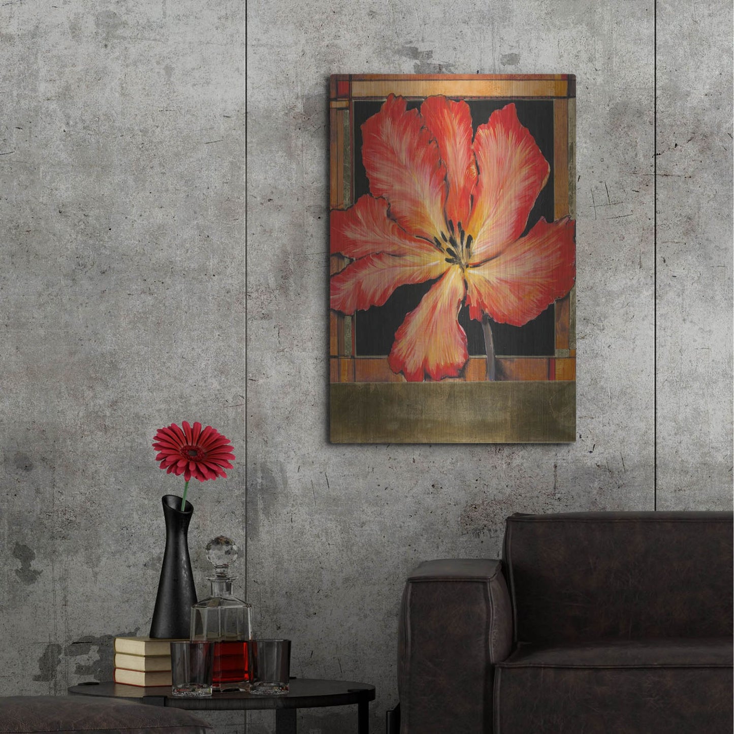 Luxe Metal Art 'Embellished Parrot Tulip I' by Tim O'Toole, Metal Wall Art,24x36