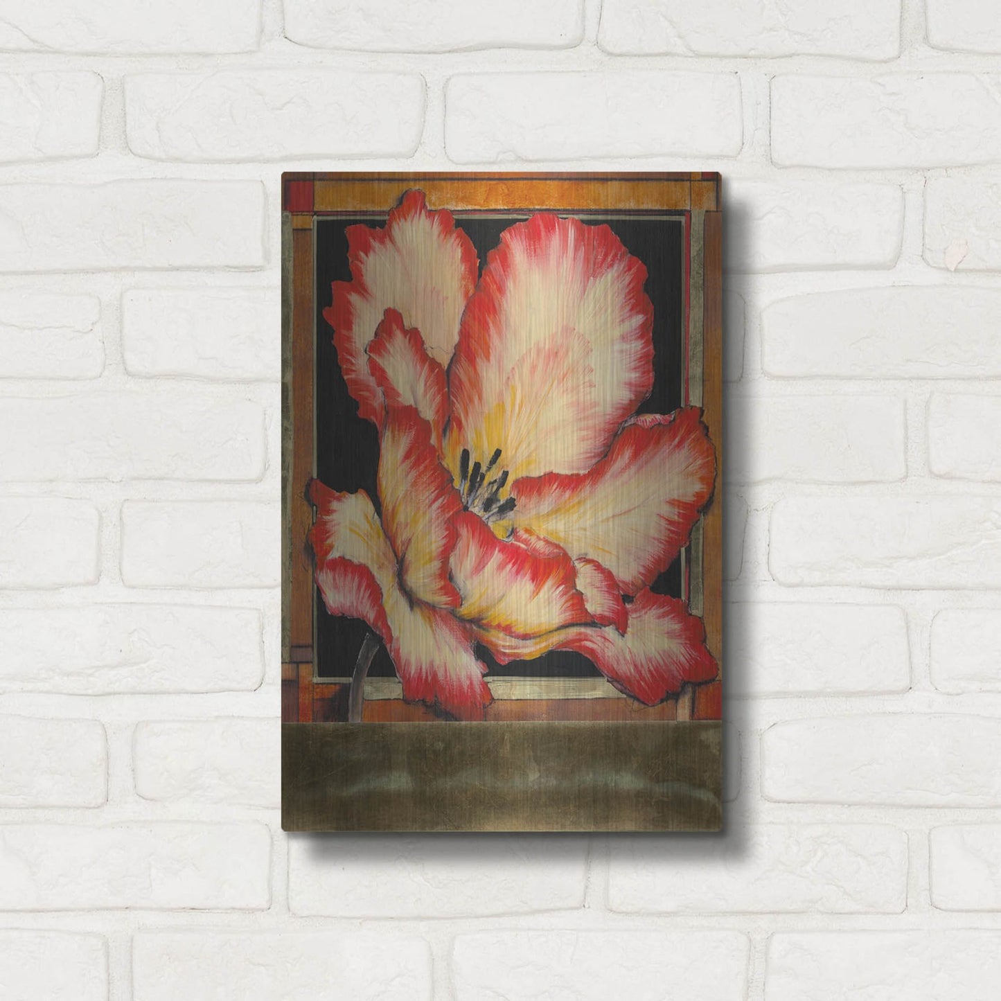 Luxe Metal Art 'Embellished Parrot Tulip II' by Tim O'Toole, Metal Wall Art,12x16