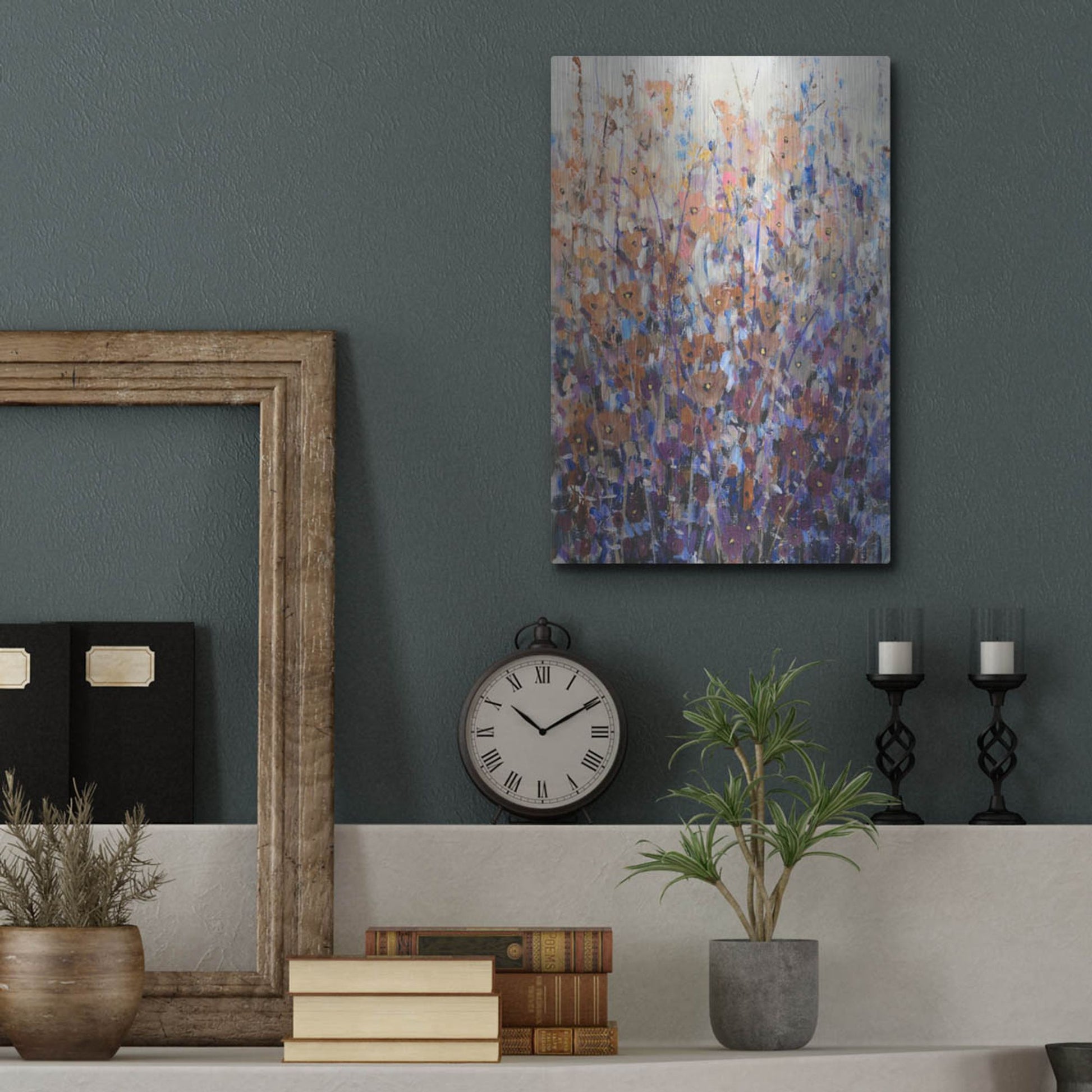 Luxe Metal Art 'Fall Wildflowers II' by Tim O'Toole, Metal Wall Art,12x16