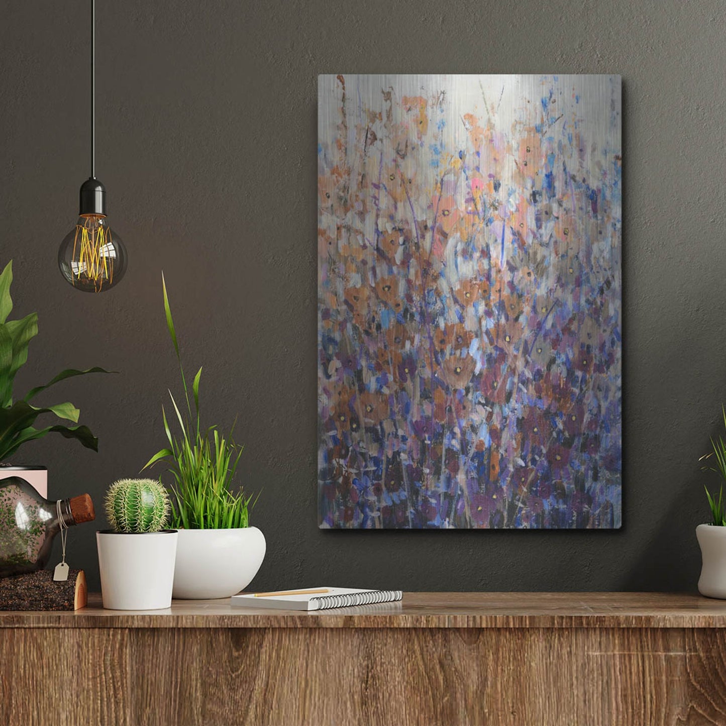 Luxe Metal Art 'Fall Wildflowers II' by Tim O'Toole, Metal Wall Art,12x16