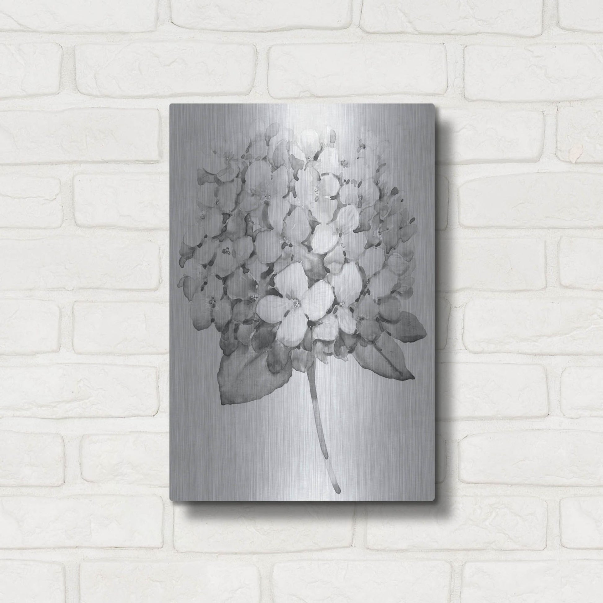 Luxe Metal Art 'Silvertone Floral II' by Tim O'Toole, Metal Wall Art,12x16