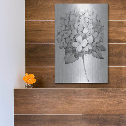 Luxe Metal Art 'Silvertone Floral II' by Tim O'Toole, Metal Wall Art,12x16