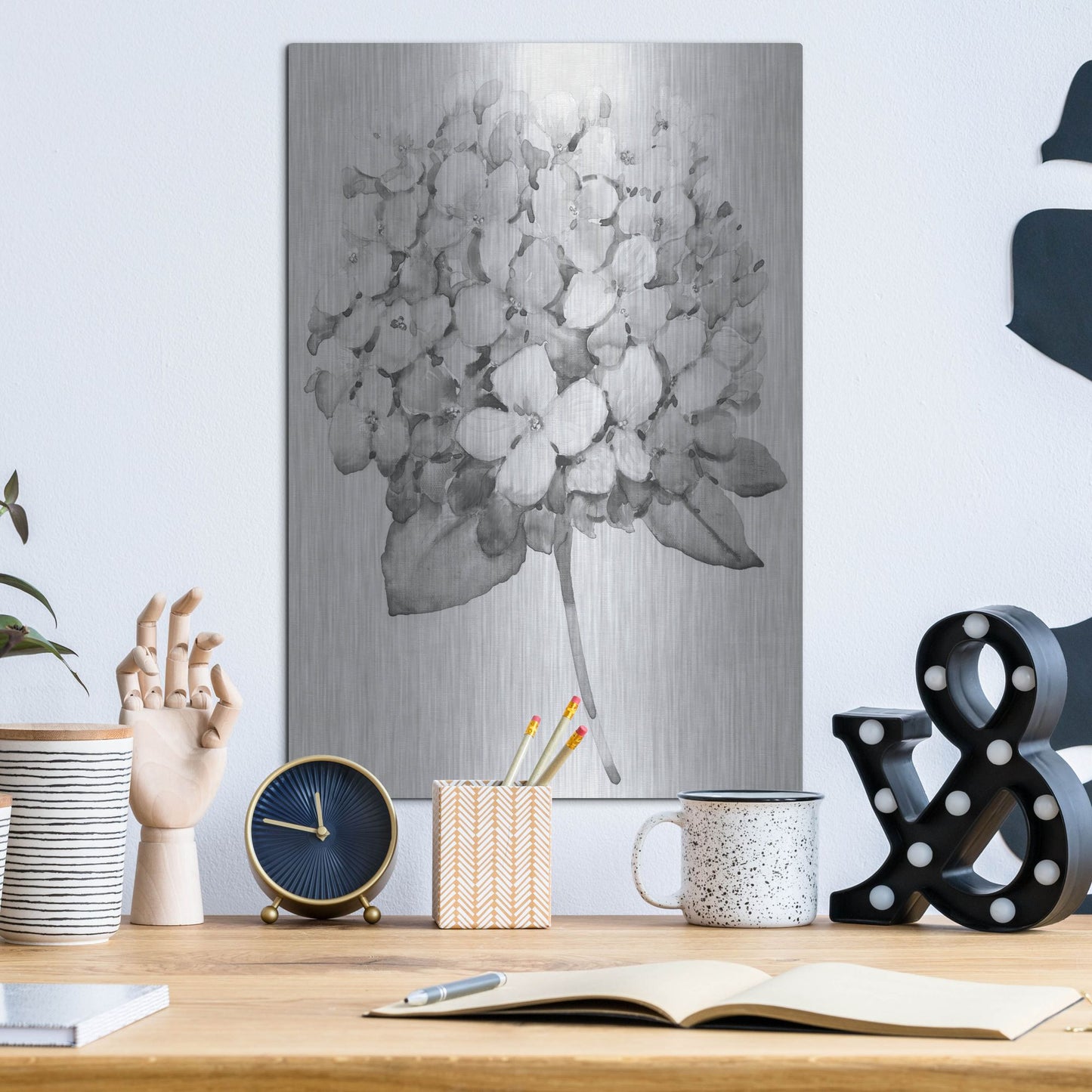 Luxe Metal Art 'Silvertone Floral II' by Tim O'Toole, Metal Wall Art,12x16