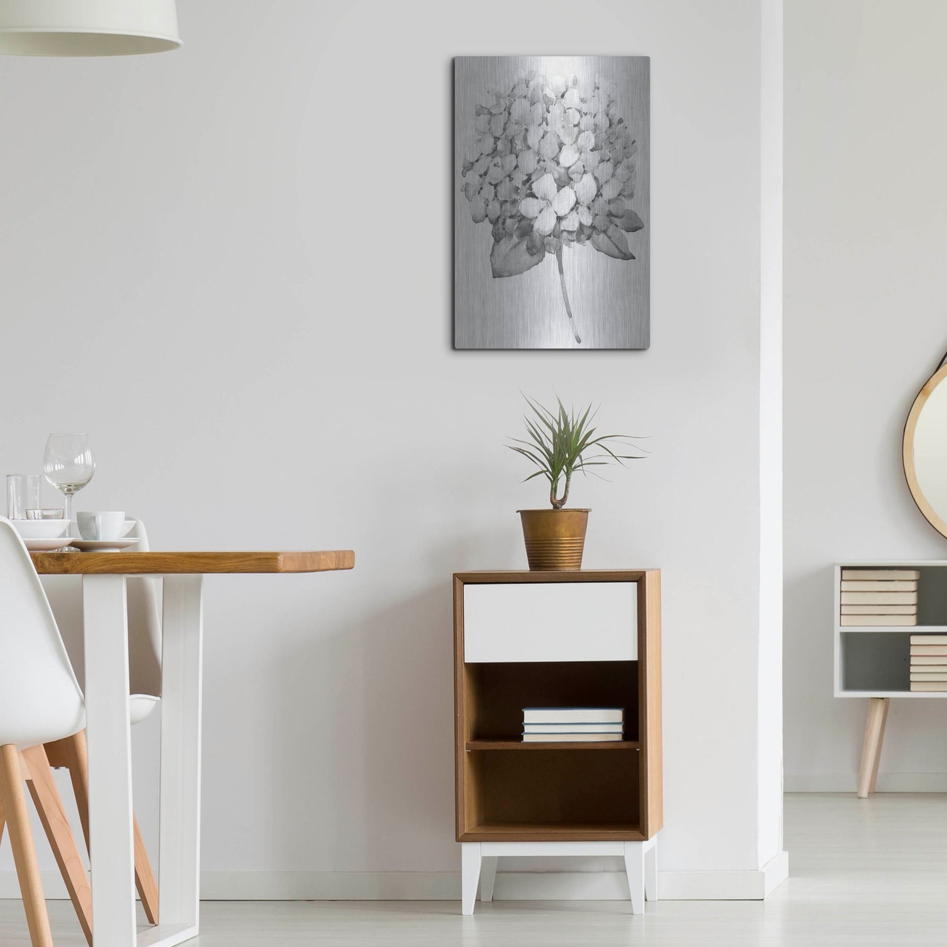 Luxe Metal Art 'Silvertone Floral II' by Tim O'Toole, Metal Wall Art,16x24